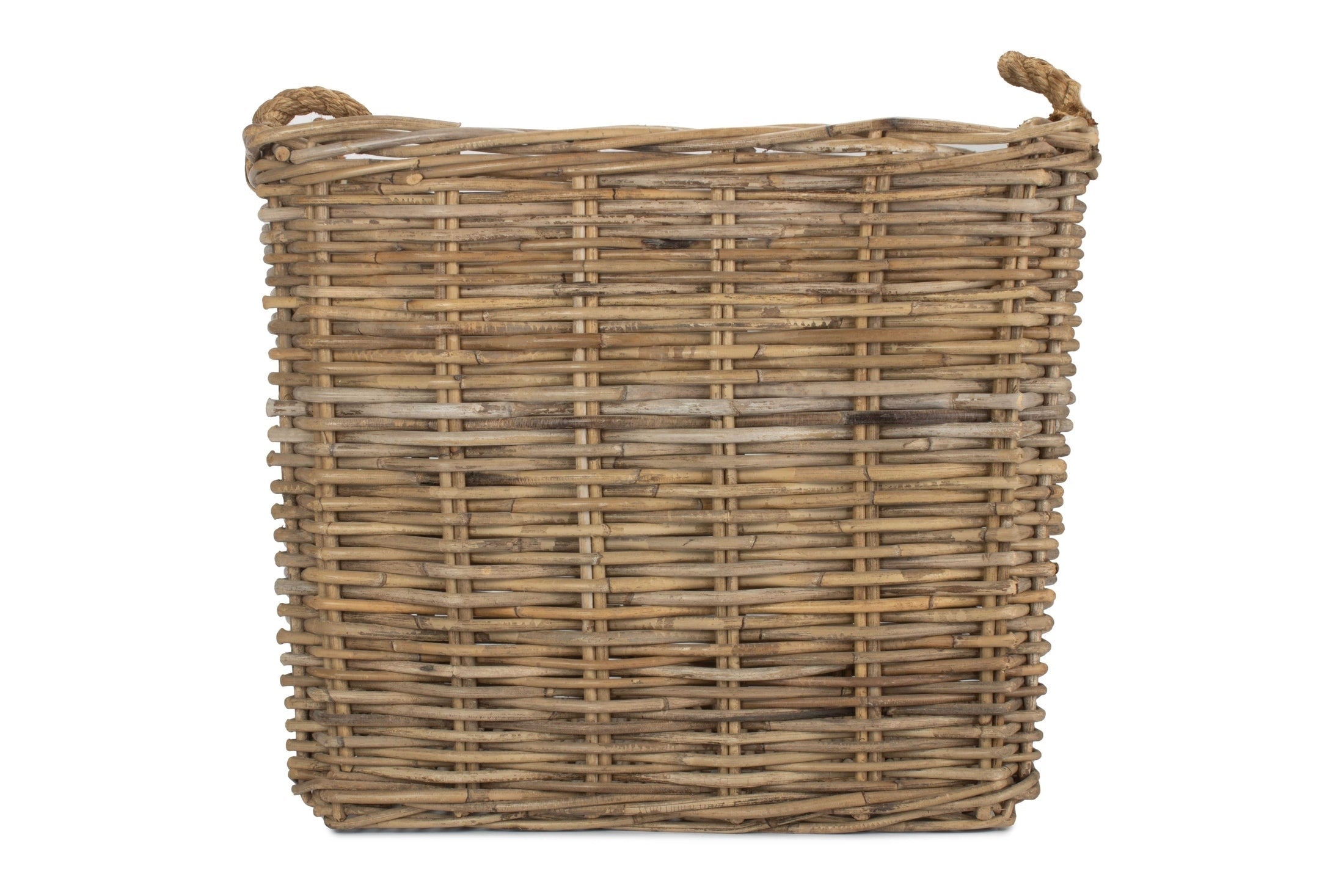 Medium Square Grey Rattan Log Basket - REGN