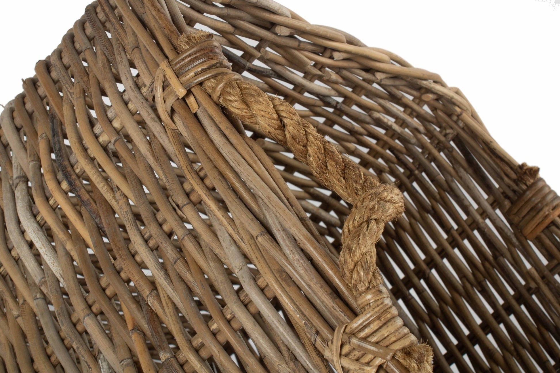Medium Square Grey Rattan Log Basket - REGN