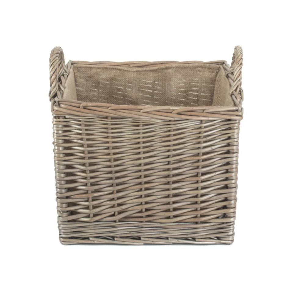 Medium Square Lined Wicker Log Storage Basket - REGN
