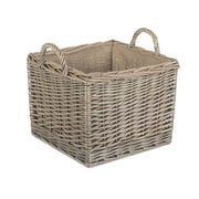 Medium Square Lined Wicker Log Storage Basket - REGN