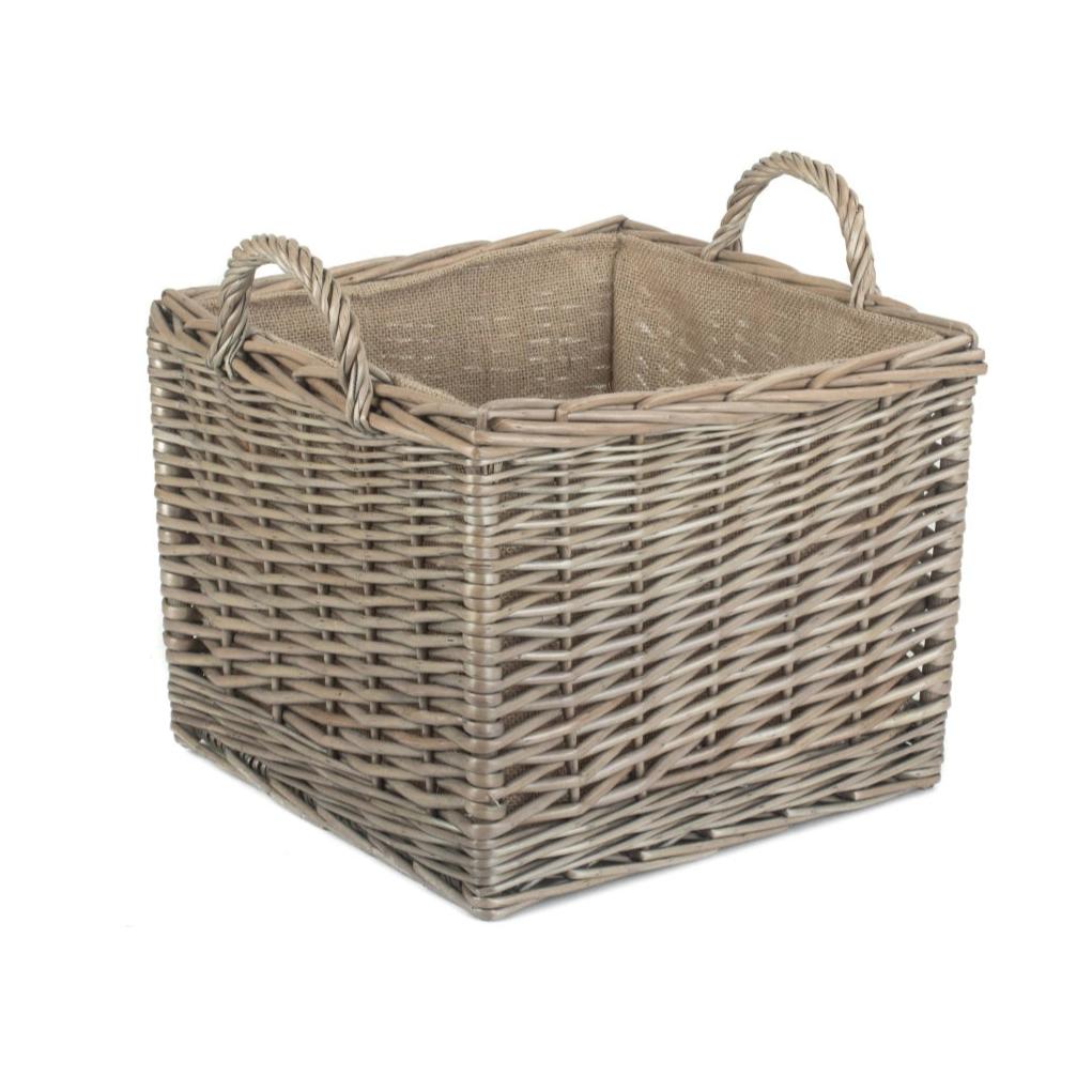 Medium Square Lined Wicker Log Storage Basket - REGN