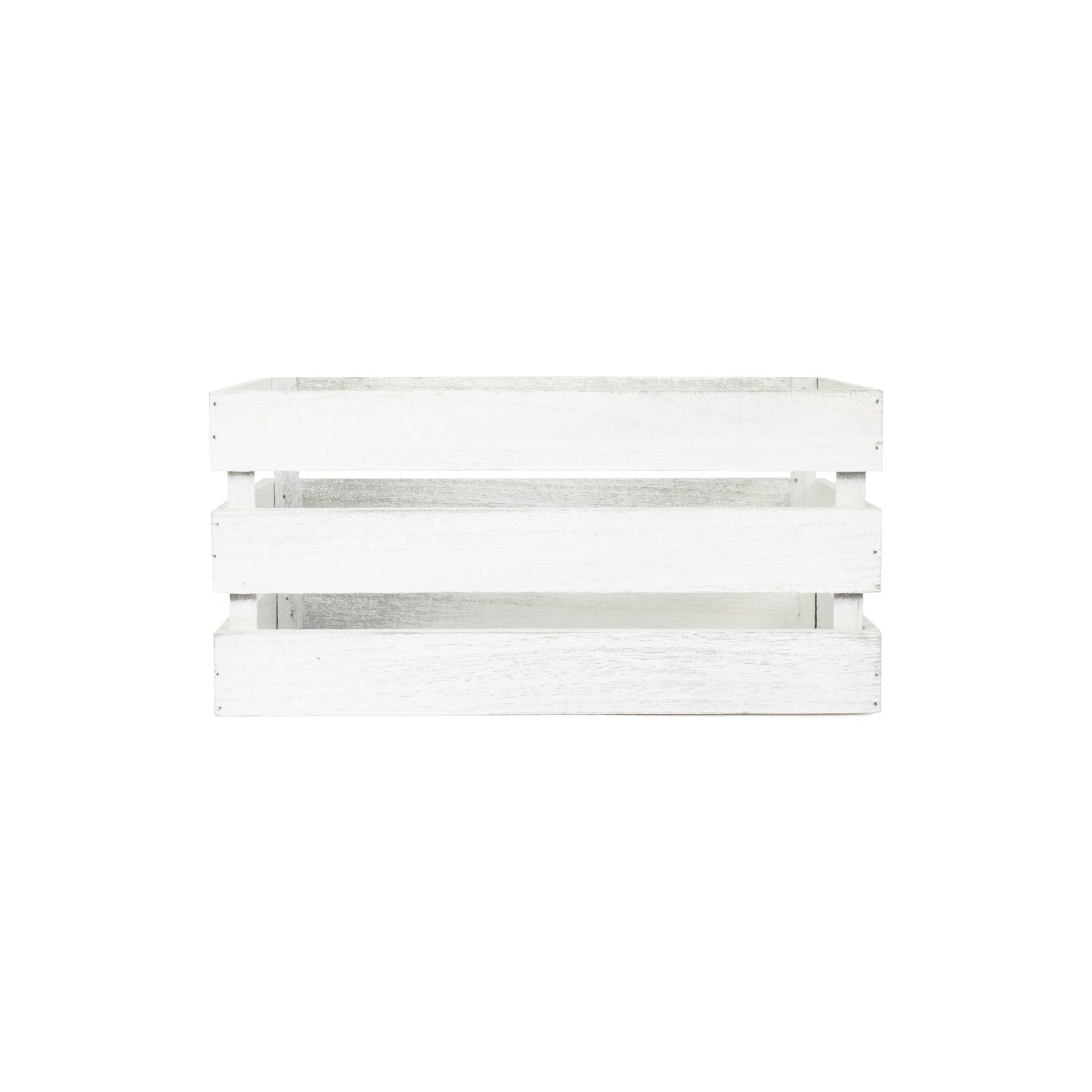 Medium Vintage White Wash Slatted Wooden Crate - REGN