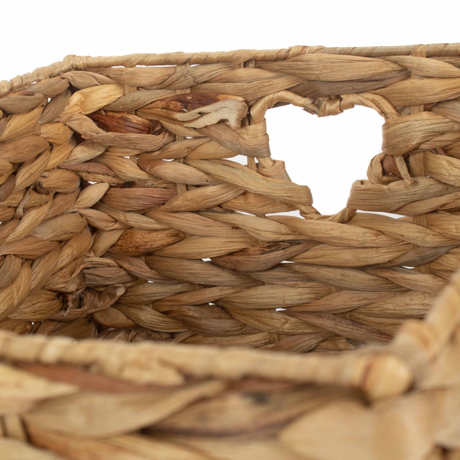 Medium Water Hyacinth Storage Basket with Heart Cut-Out Handles - REGN