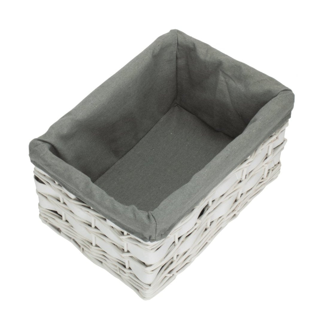 Medium White Scandi Storage Basket with Grey Sage Lining - REGN