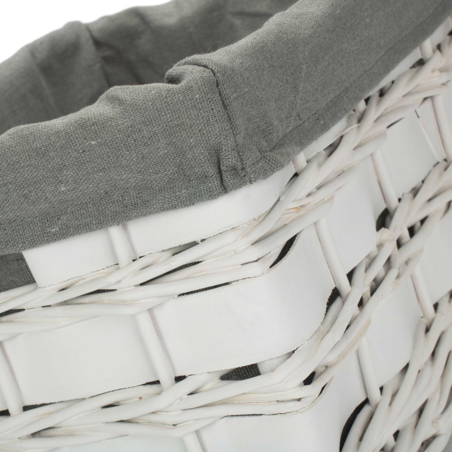 Medium White Scandi Storage Basket with Grey Sage Lining - REGN