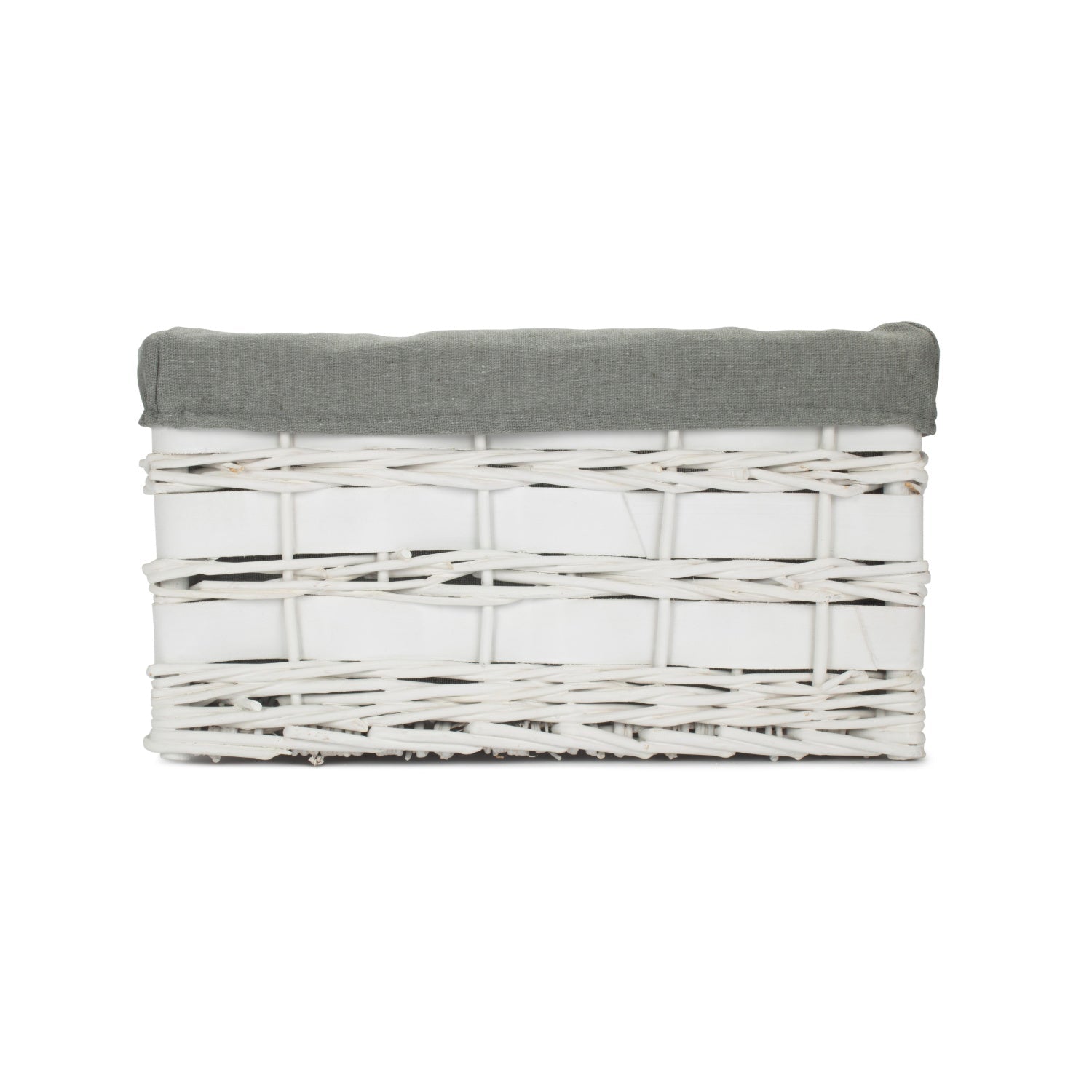 Medium White Scandi Storage Basket with Grey Sage Lining - REGN
