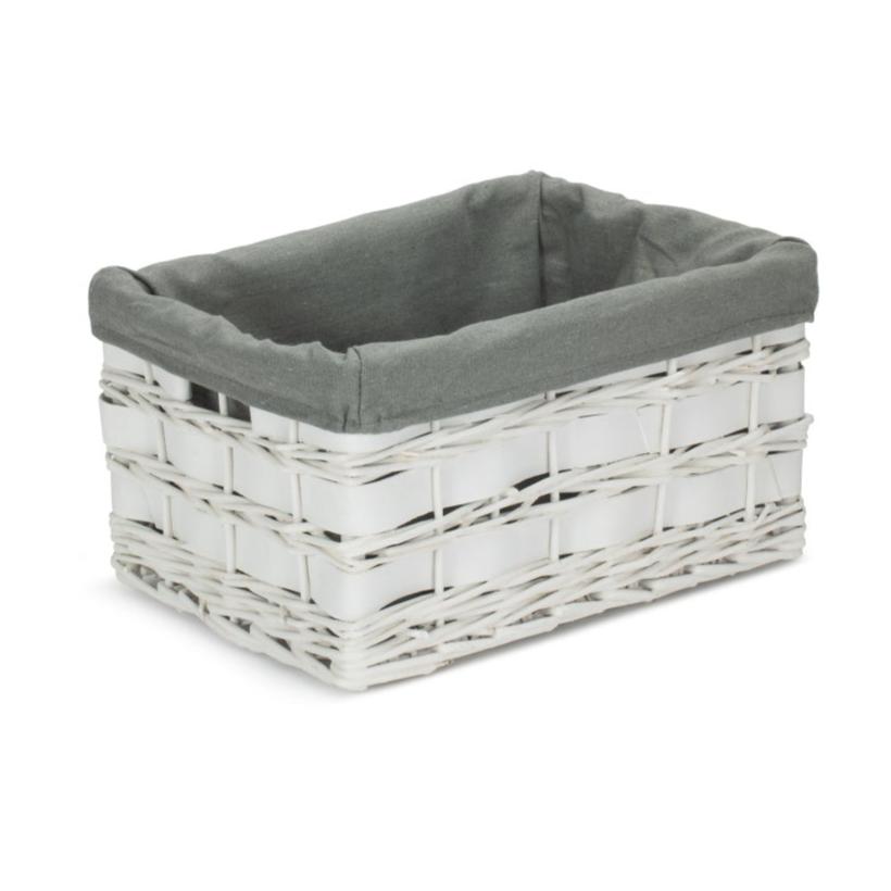 Medium White Scandi Storage Basket with Grey Sage Lining - REGN