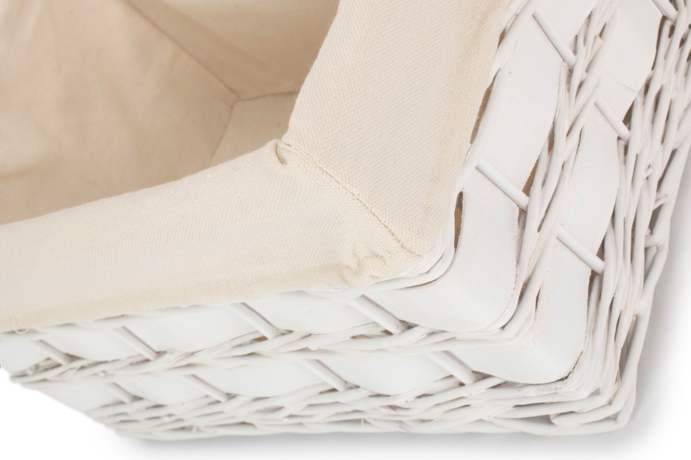 Medium White Scandi Storage Basket with White Lining - REGN