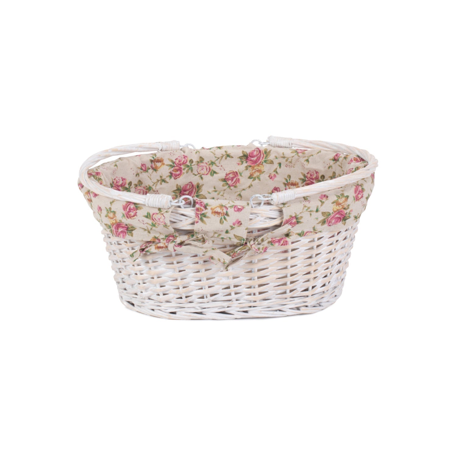 Medium White Swing Handle Shopper - Garden Rose Lining - REGN