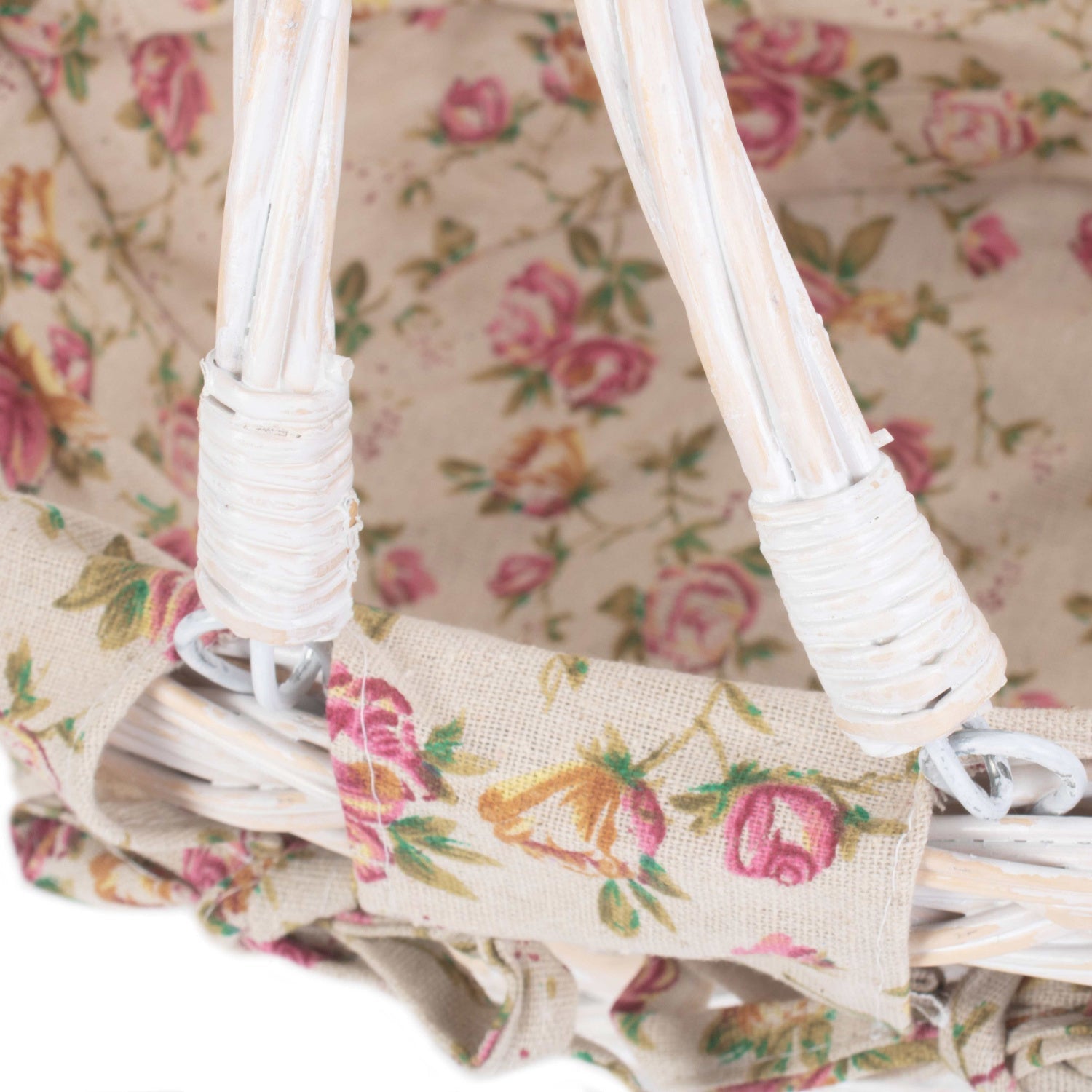 Medium White Swing Handle Shopper - Garden Rose Lining - REGN