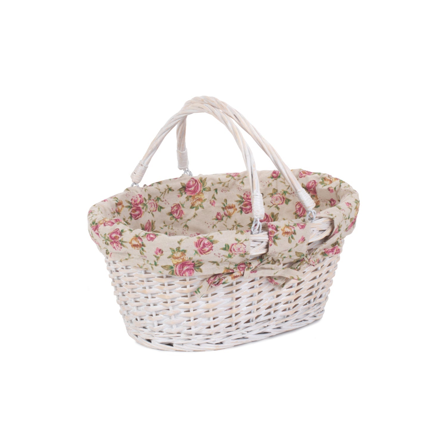 Medium White Swing Handle Shopper - Garden Rose Lining - REGN