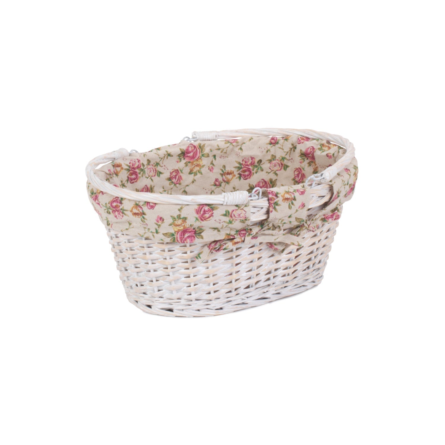 Medium White Swing Handle Shopper - Garden Rose Lining - REGN