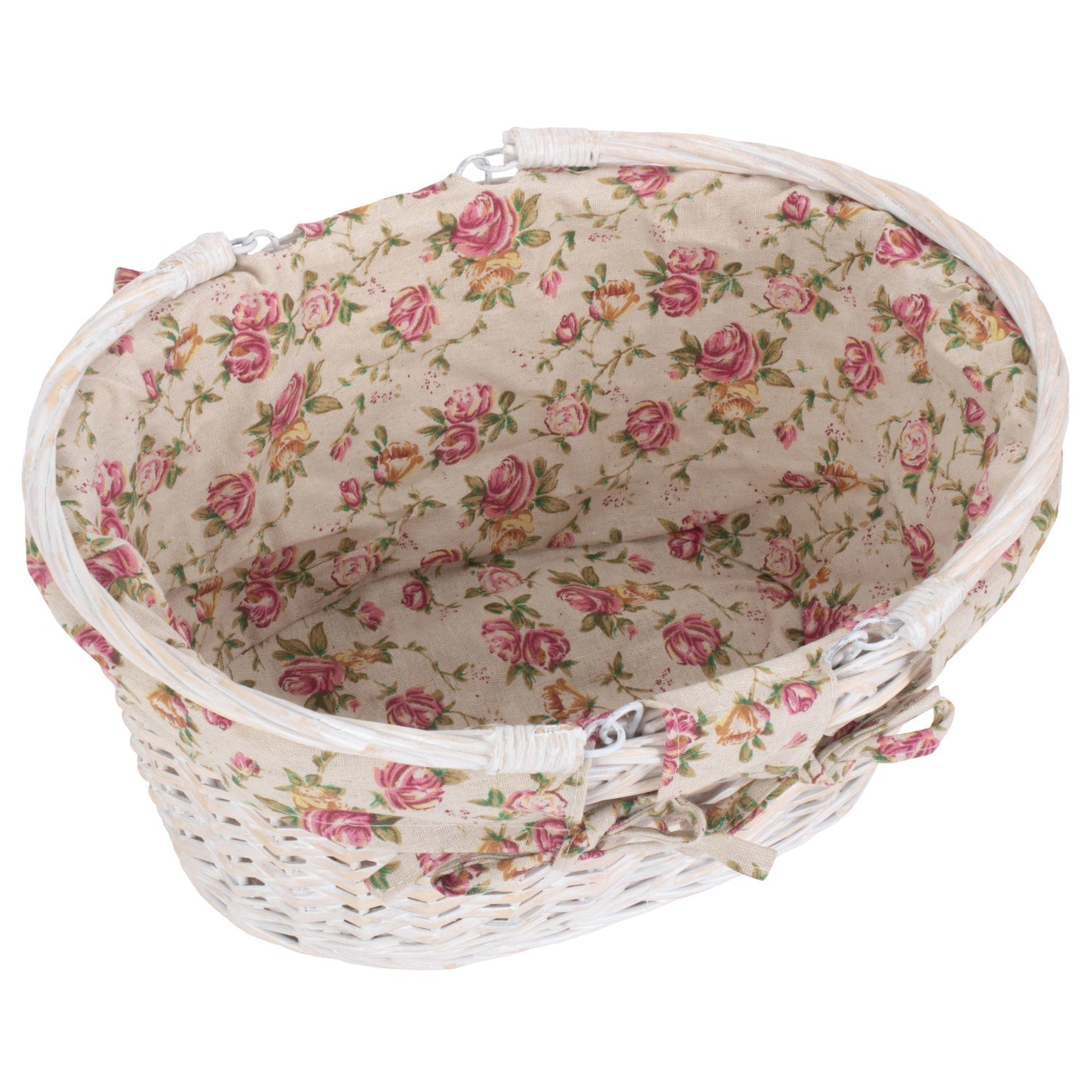 Medium White Swing Handle Shopper - Garden Rose Lining - REGN