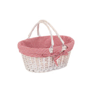 Medium White Swing Handle Shopper With Red & White Checked Lining - REGN