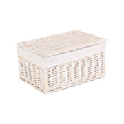 Medium White Wash Finish Willow Storage Hamper with White Lining - REGN