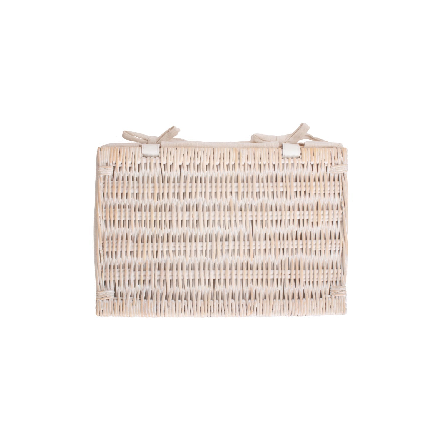 Medium White Wash Finish Willow Storage Hamper with White Lining - REGN