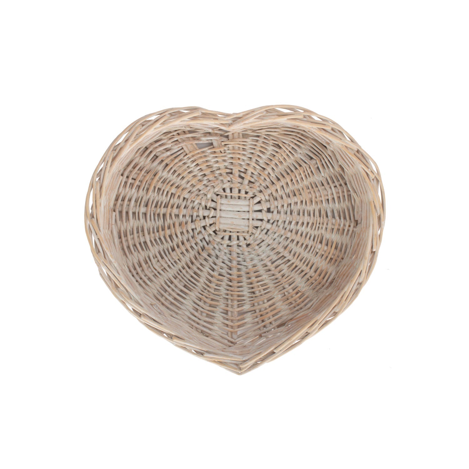 Medium White Wash Heart Shaped Tray Basket - REGN