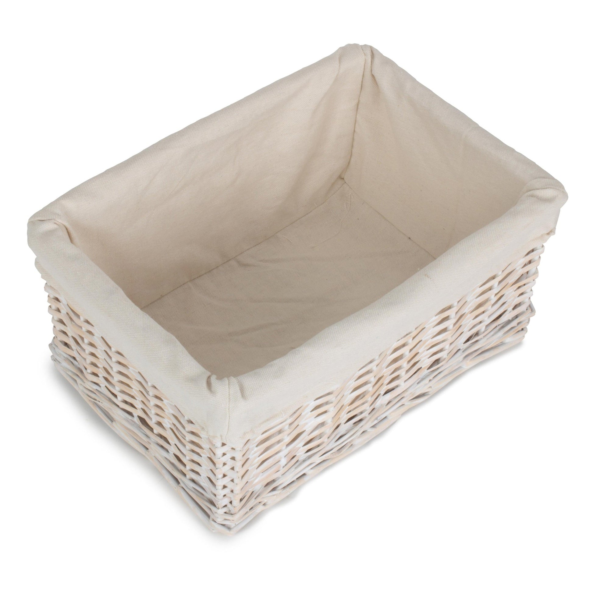 Medium White Wash Wicker Storage Basket with White Lining - REGN