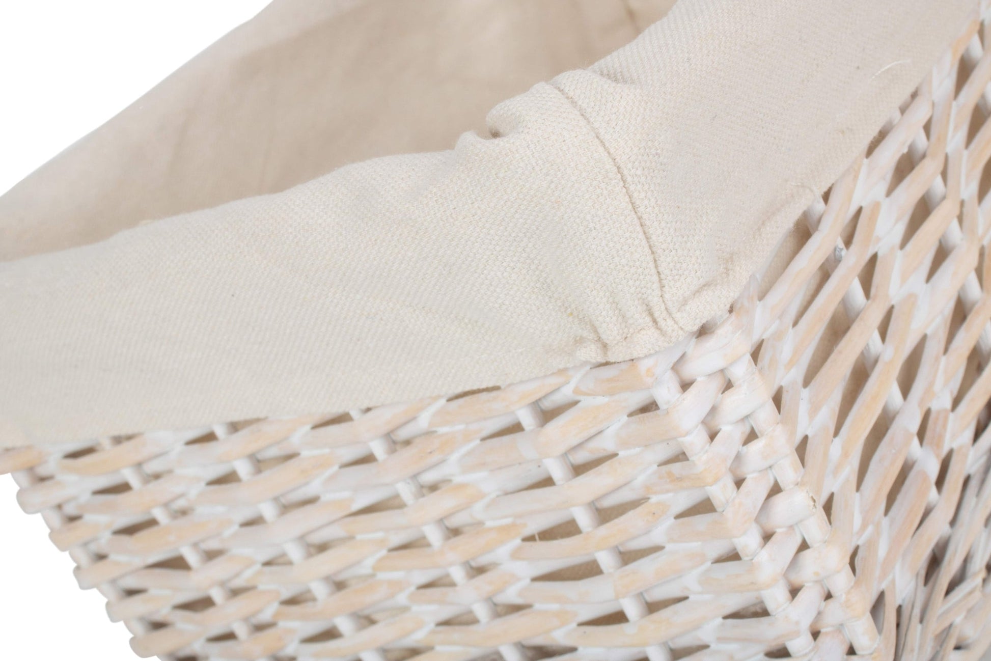 Medium White Wash Wicker Storage Basket with White Lining - REGN