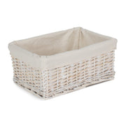 Medium White Wash Wicker Storage Basket with White Lining - REGN