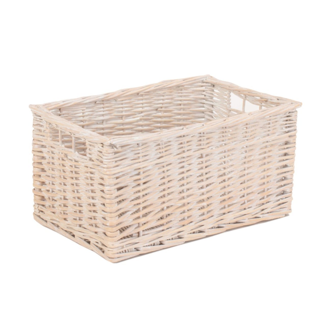 Medium White Wash Willow Storage Basket - REGN