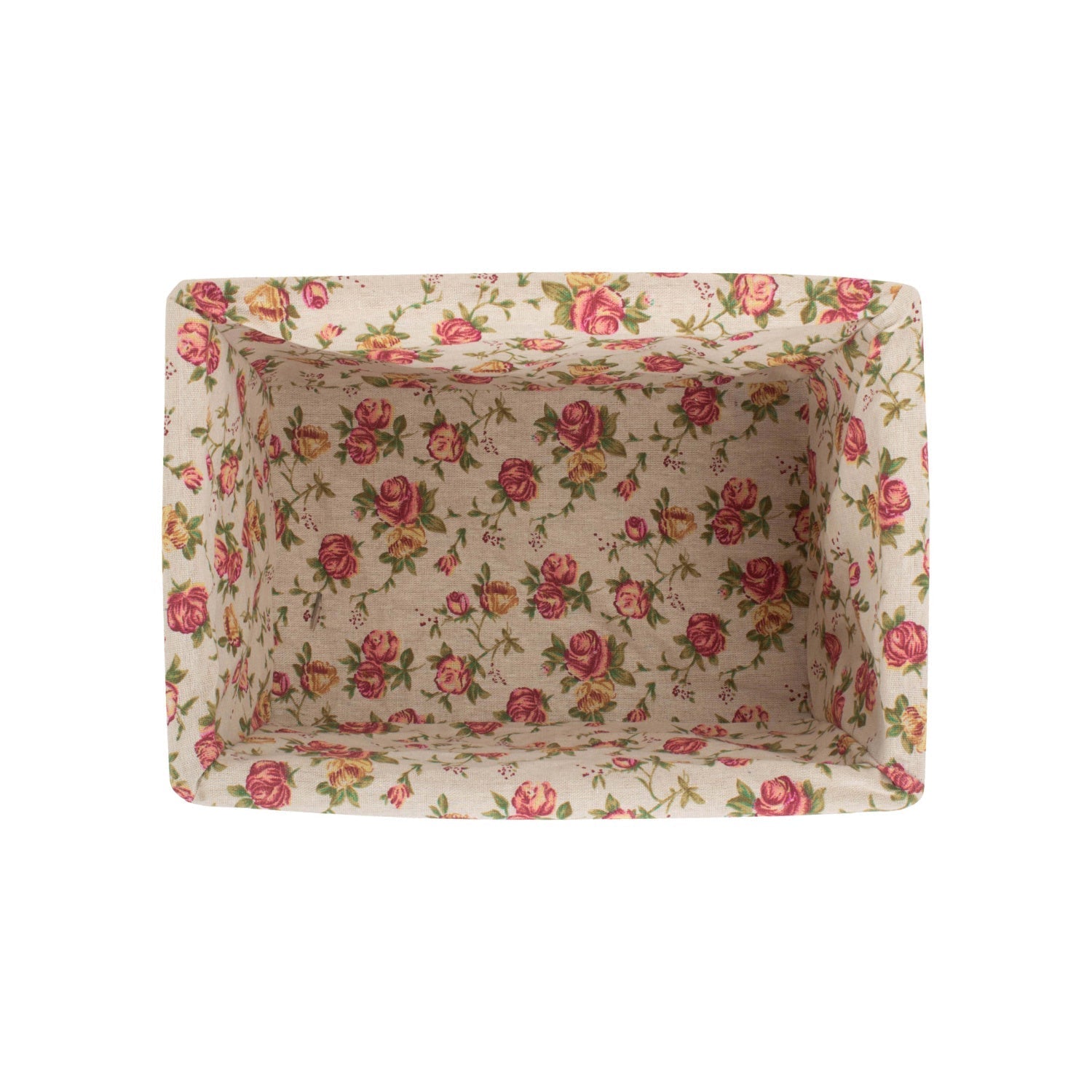 Medium White Wash Willow Storage Basket with Garden Rose Lining - REGN