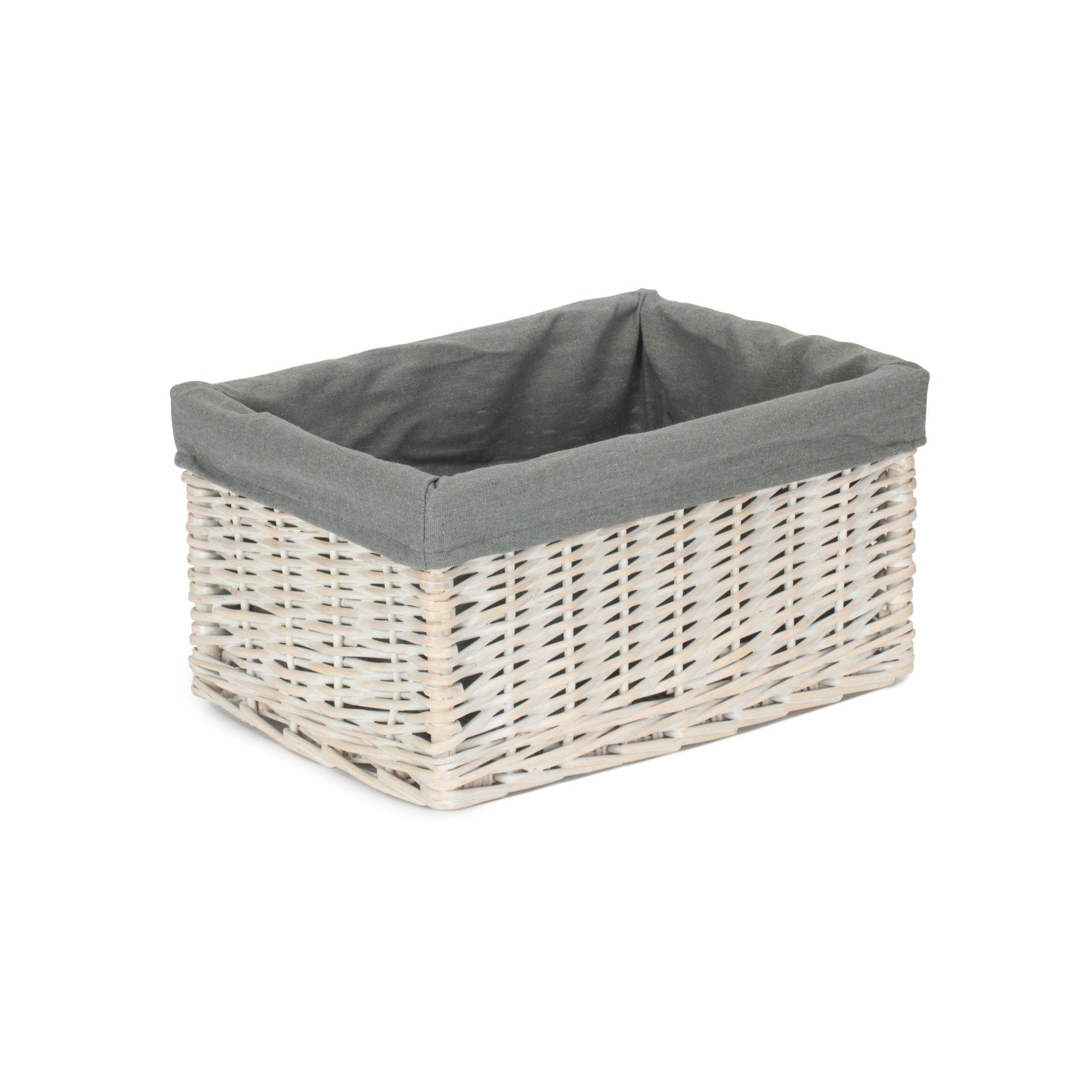 Medium White Wash Willow Storage Basket with Grey Sage Lining - REGN