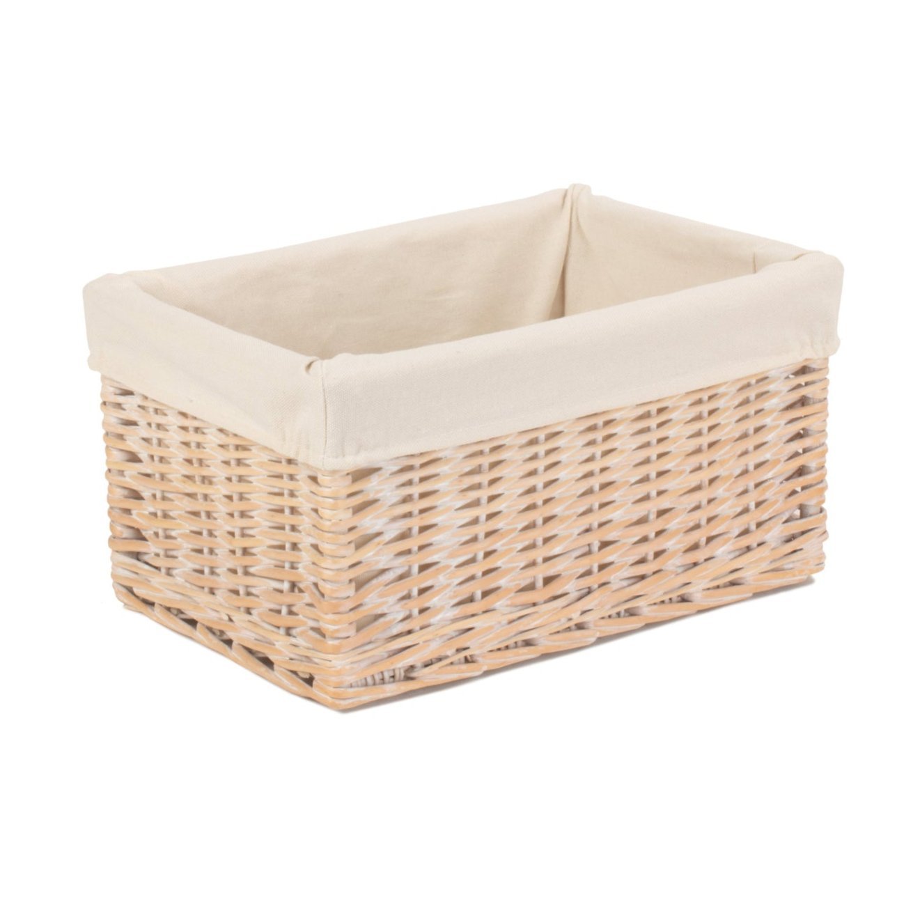 Medium White Wash Willow Storage Basket with White Lining - REGN