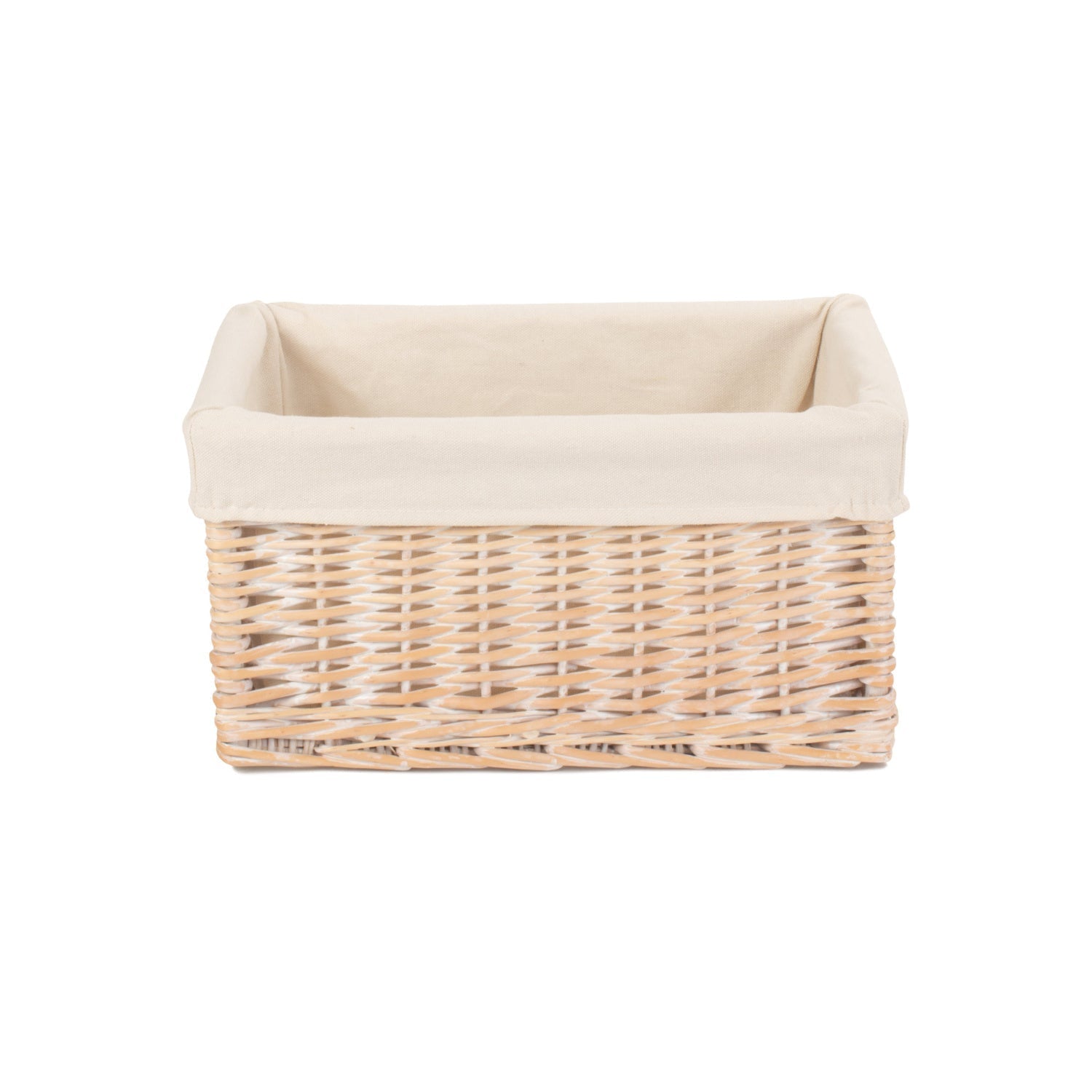 Medium White Wash Willow Storage Basket with White Lining - REGN