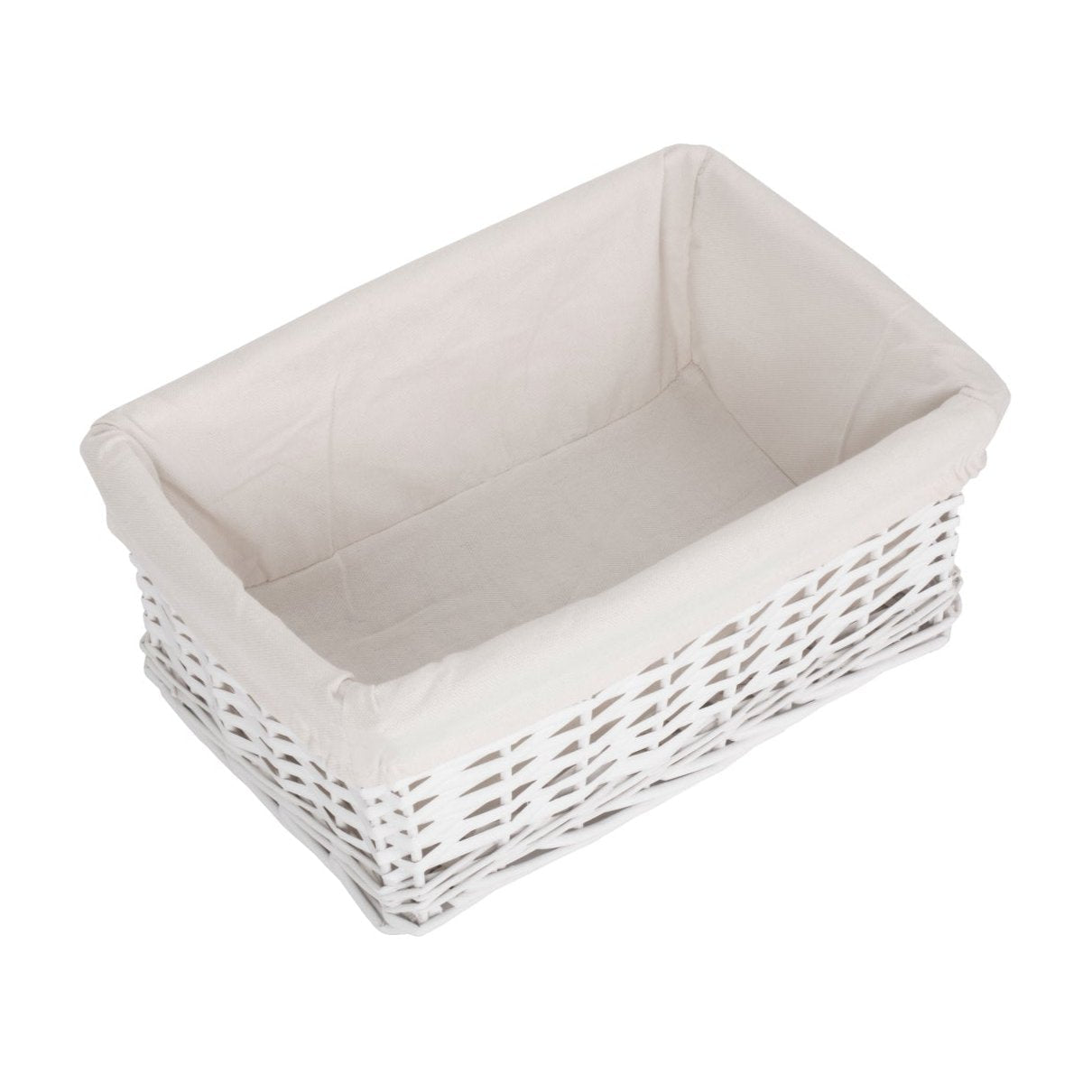 Medium White Wicker Storage Basket with White Lining - REGN