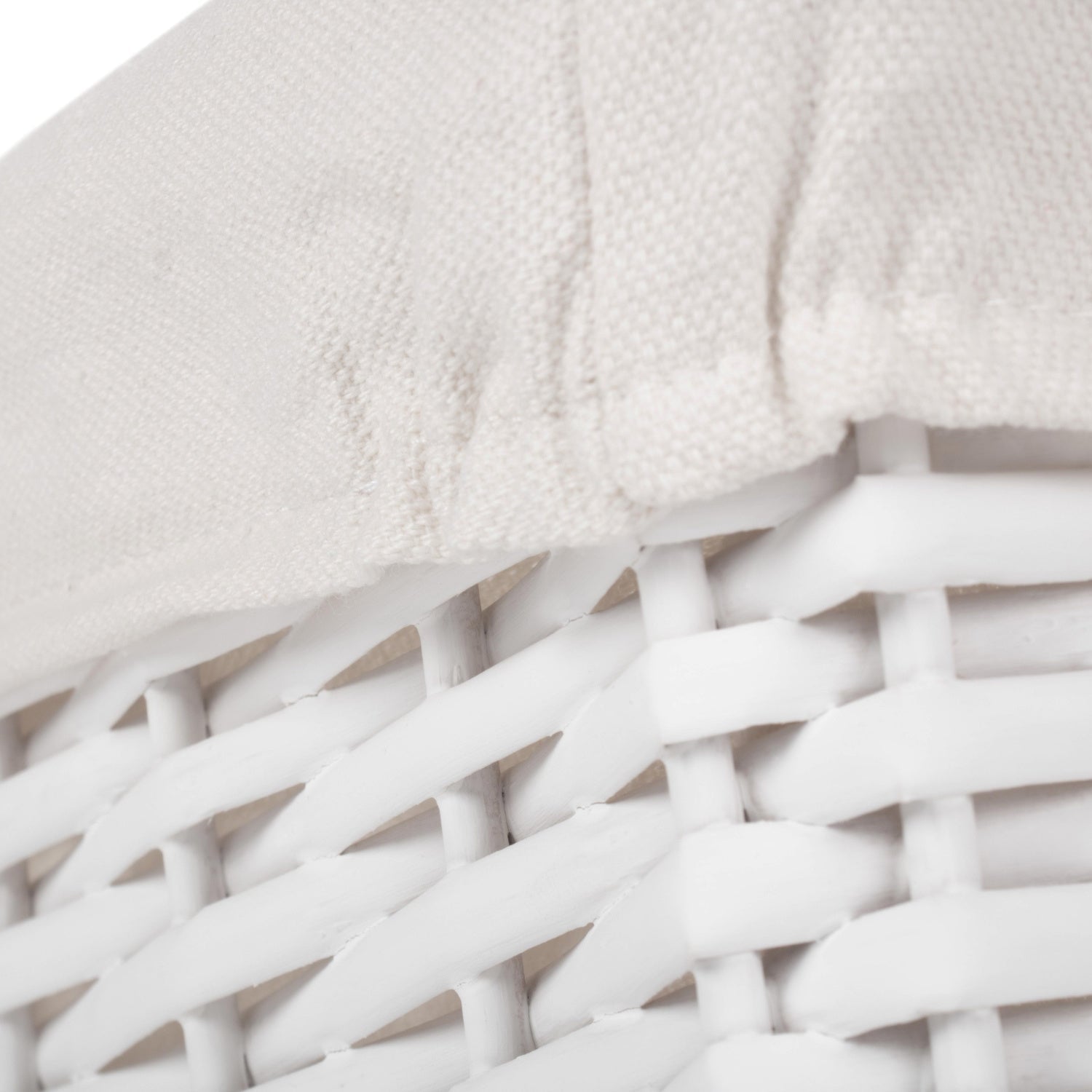 Medium White Wicker Storage Basket with White Lining - REGN