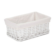 Medium White Wicker Storage Basket with White Lining - REGN