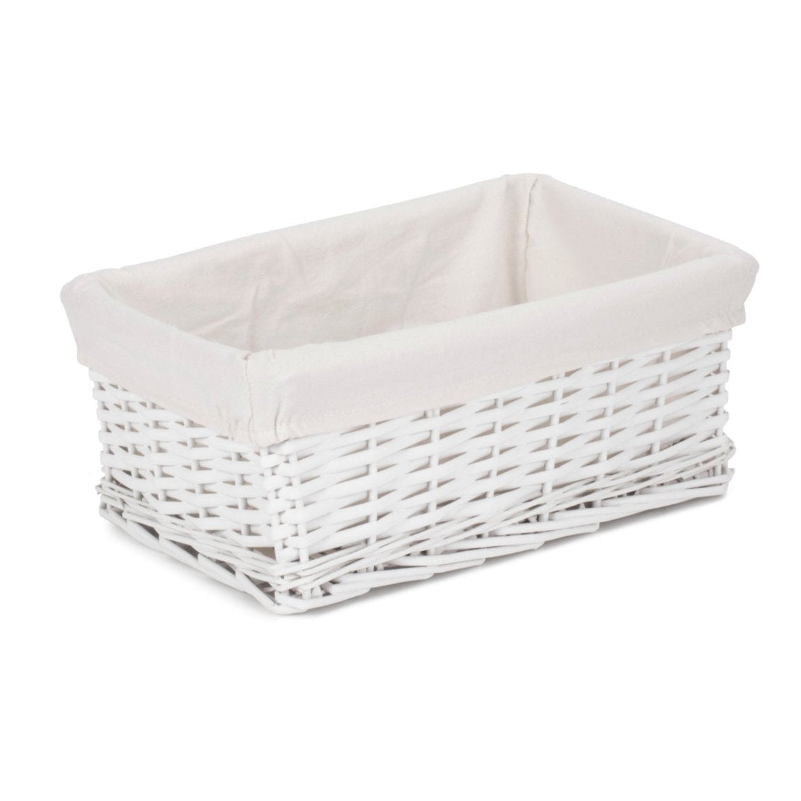 Medium White Wicker Storage Basket with White Lining - REGN
