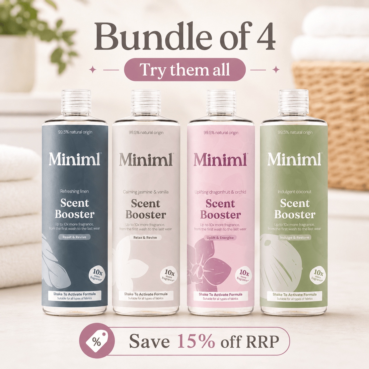 Miniml Laundry Scent Booster Try It All Bundle – All 4 Natural Fragrances - REGN