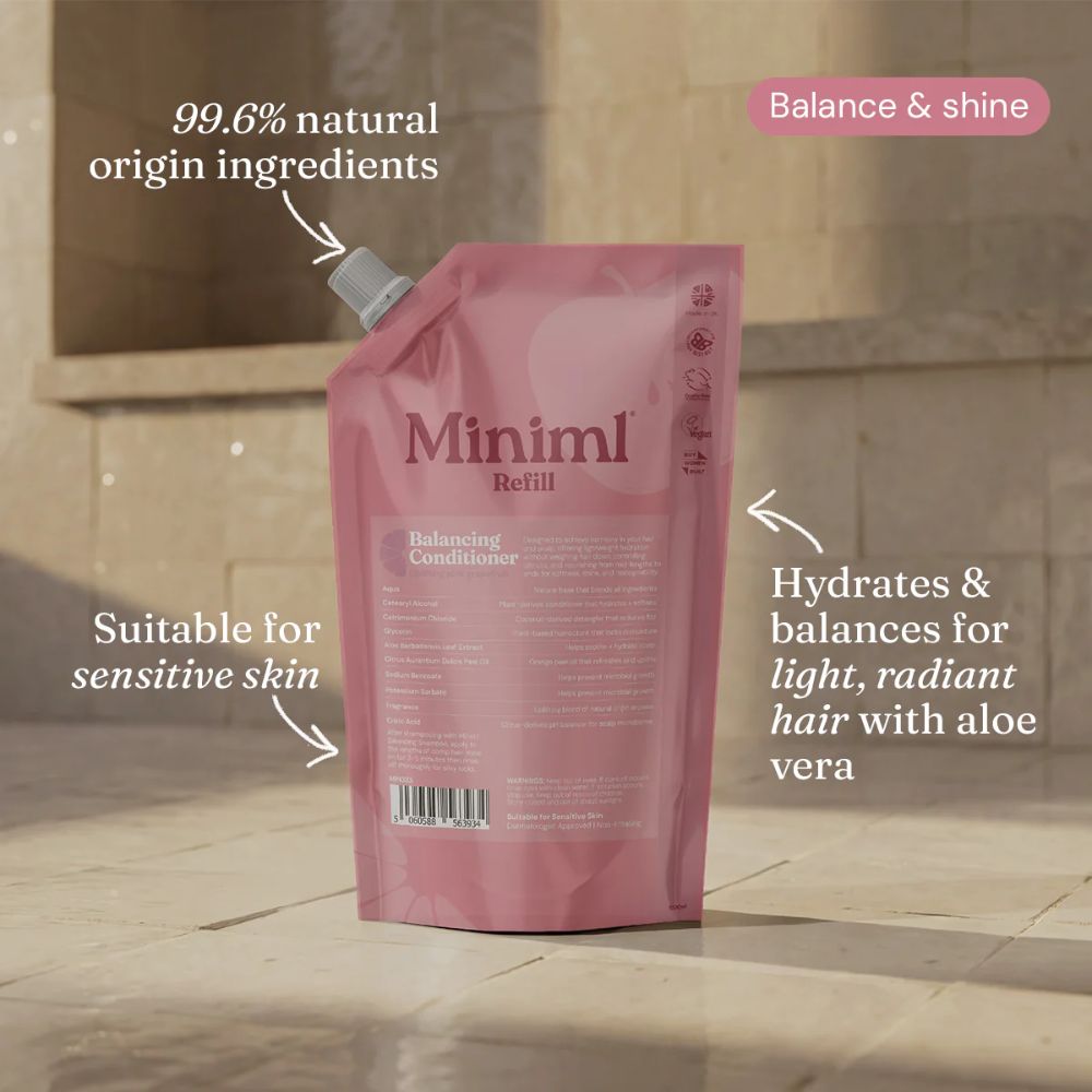 Miniml Pink Grapefruit + Aloe Vera Balancing Conditioner 1L Refill | Soft, Smooth Finish - REGN