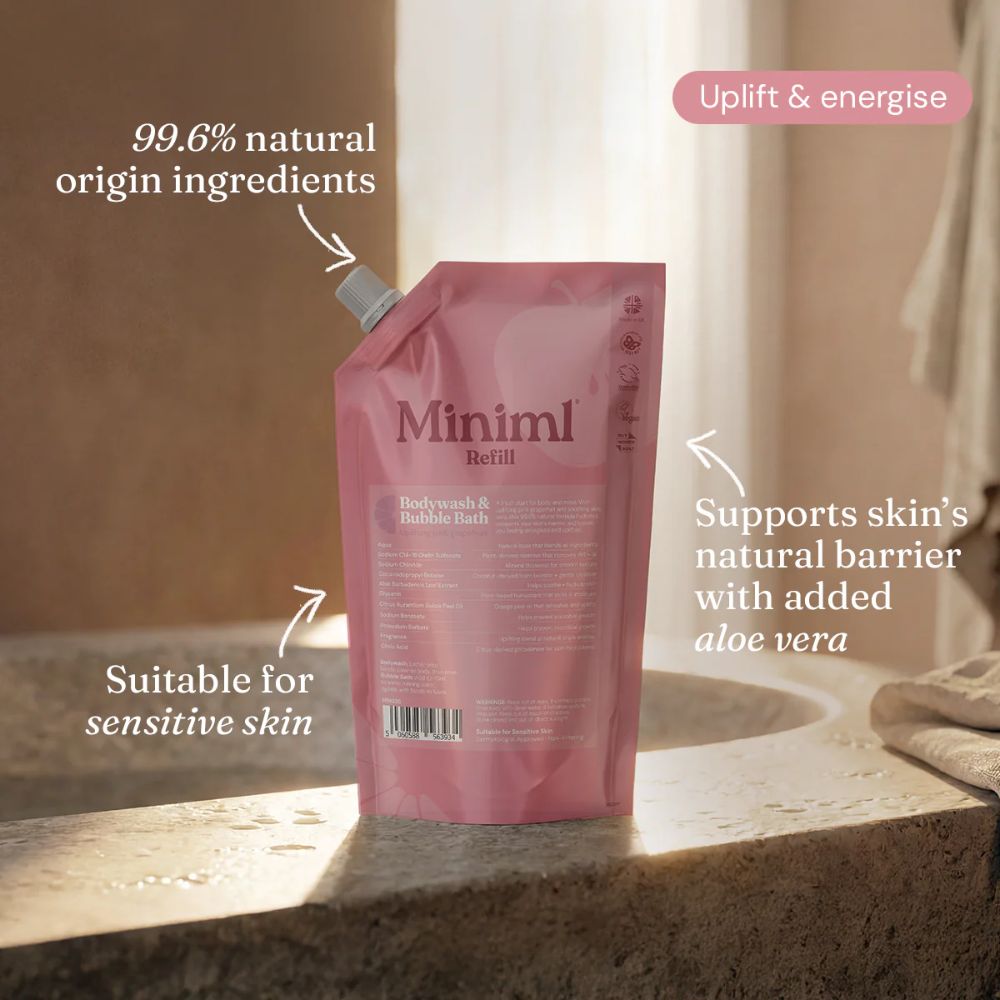 Miniml Pink Grapefruit + Aloe Vera Bodywash & Bubble Bath 1L Refill - REGN