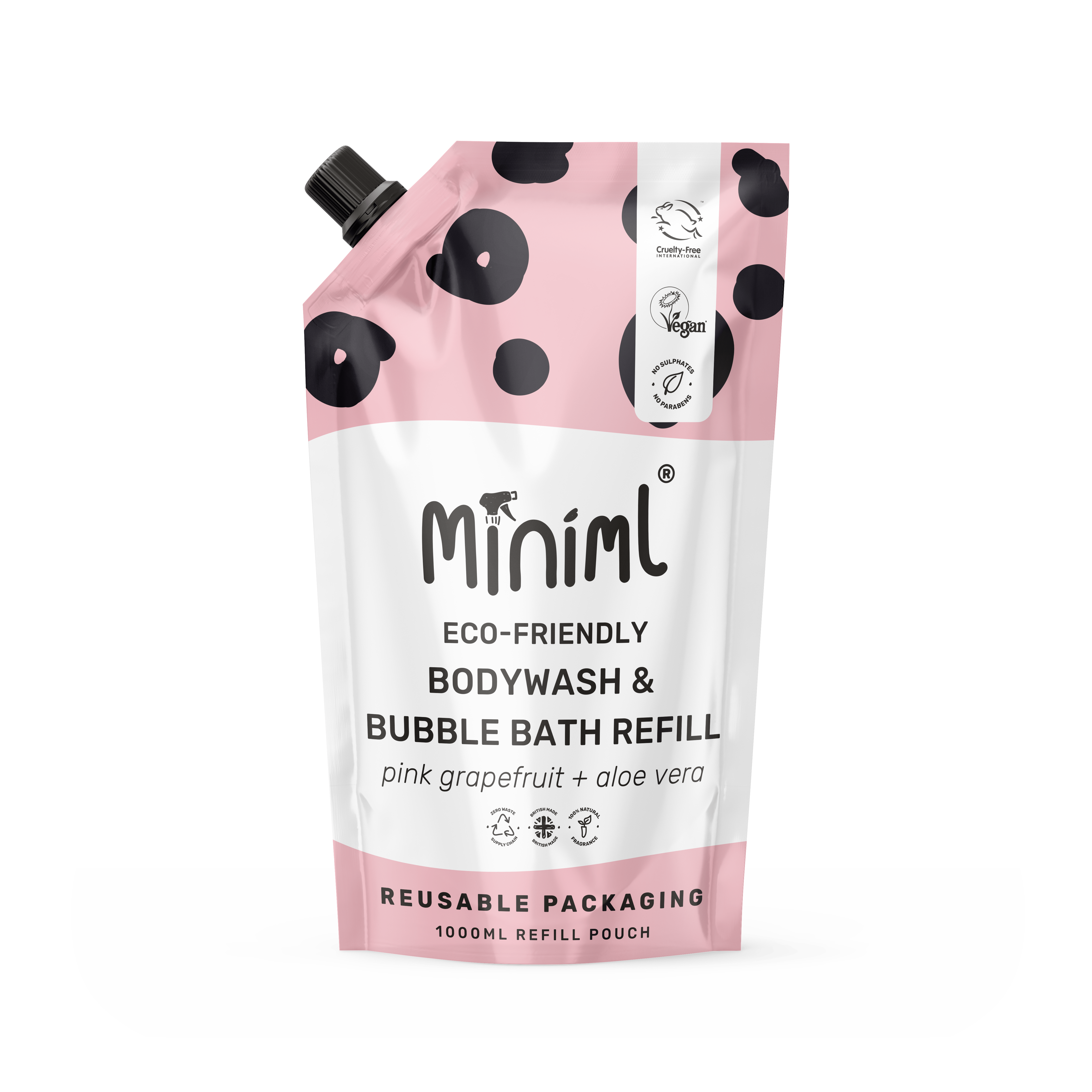 Miniml Pink Grapefruit + Aloe Vera Bodywash & Bubble Bath 1L Refill - REGN