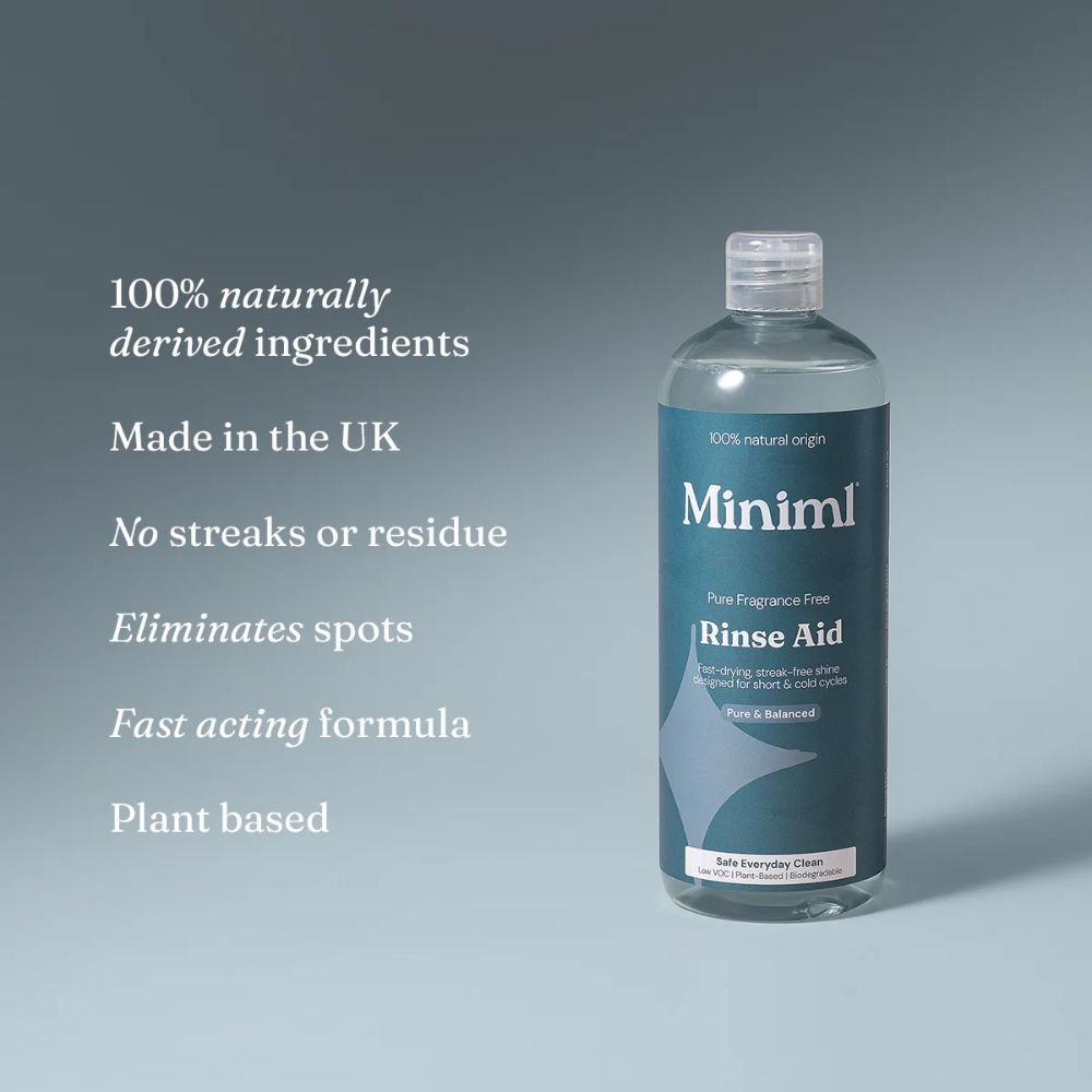 Miniml Pure Fragrance Free Dishwasher Rinse Aid 400ml Plant - Based Formula - REGN