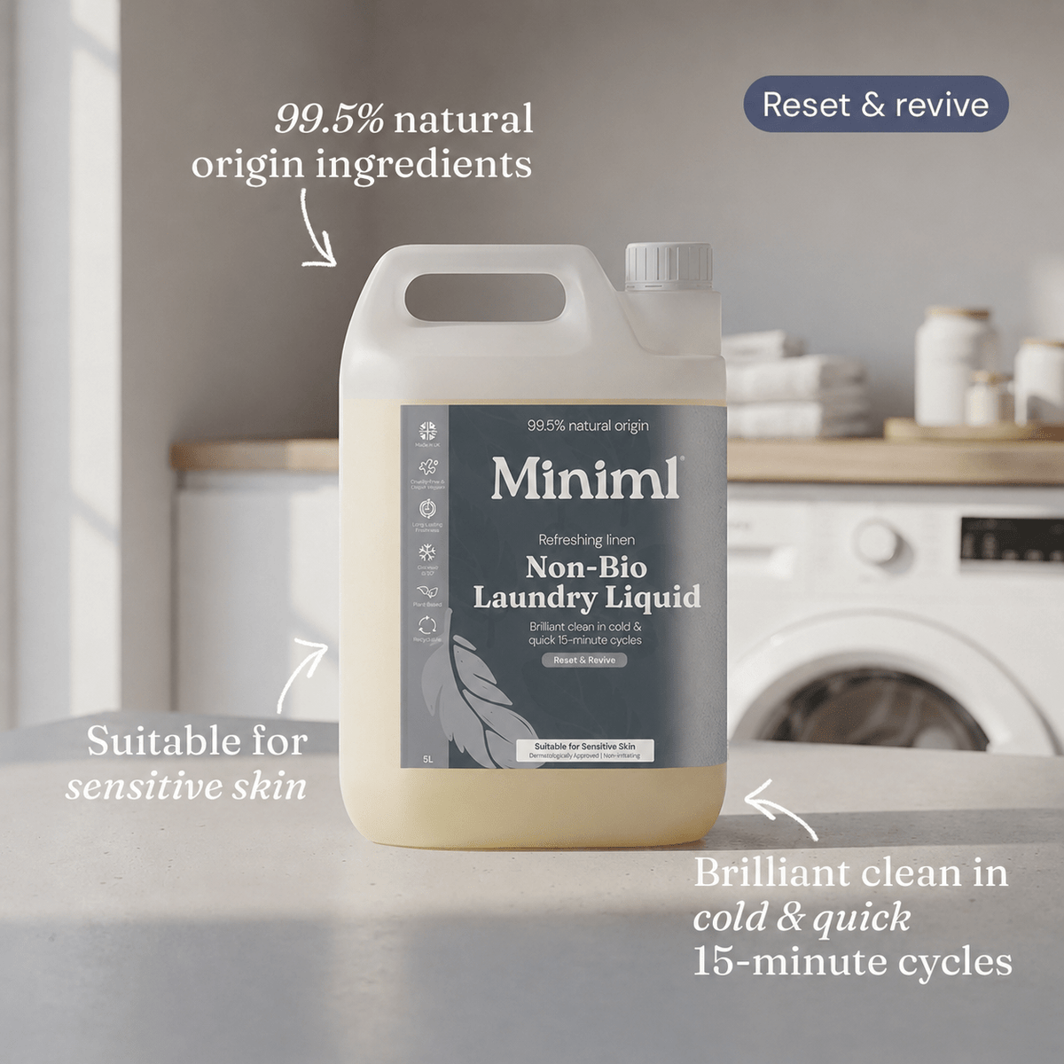 Miniml Refreshing Linen 5L Laundry Bundle – Laundry Liquid & Fabric Conditioner - REGN
