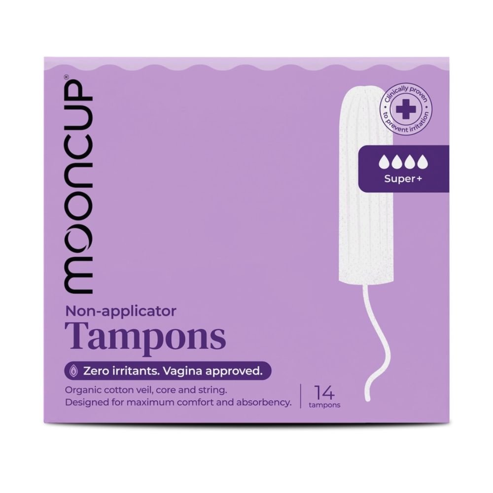 Mooncup Organic Cotton Non - Applicator Tampons Heavy Super+ – 14 Pack Plastic - Free - REGN