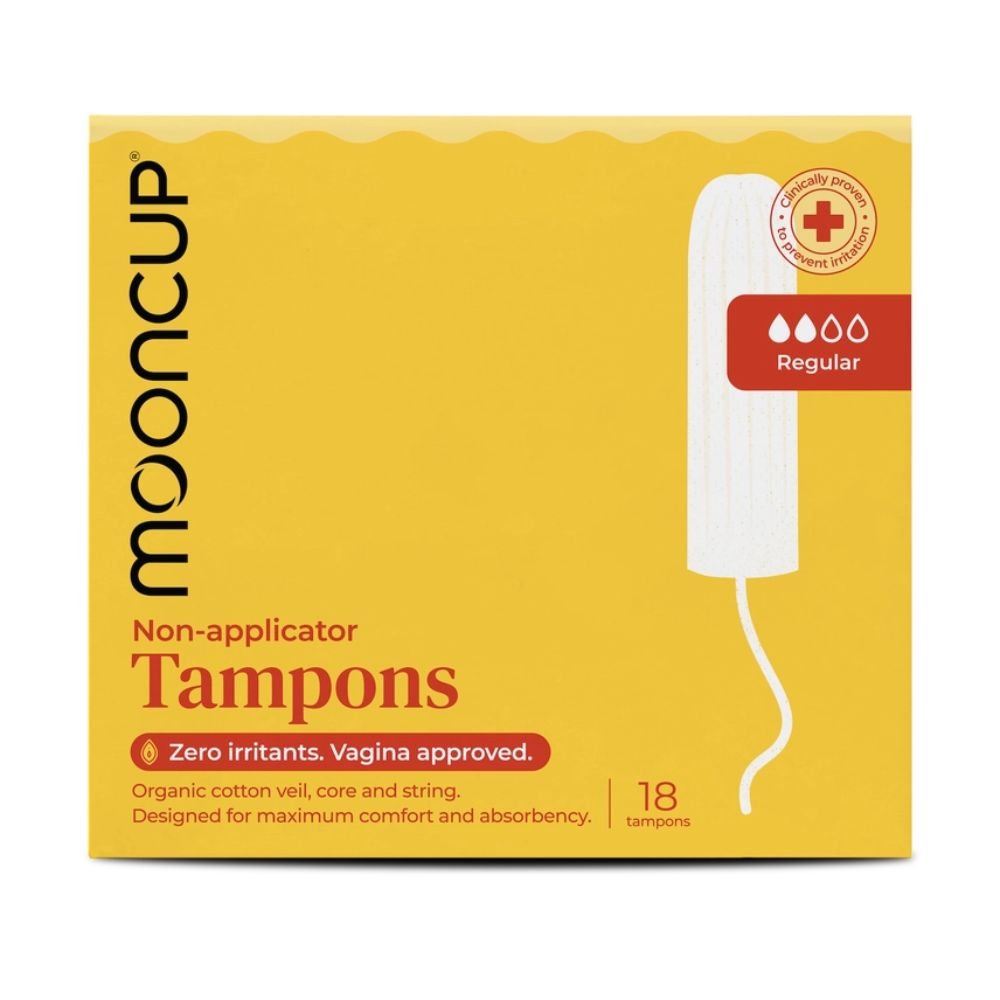 Mooncup Organic Cotton Non - Applicator Tampons Light Regular – 18 Pack Plastic - Free - REGN