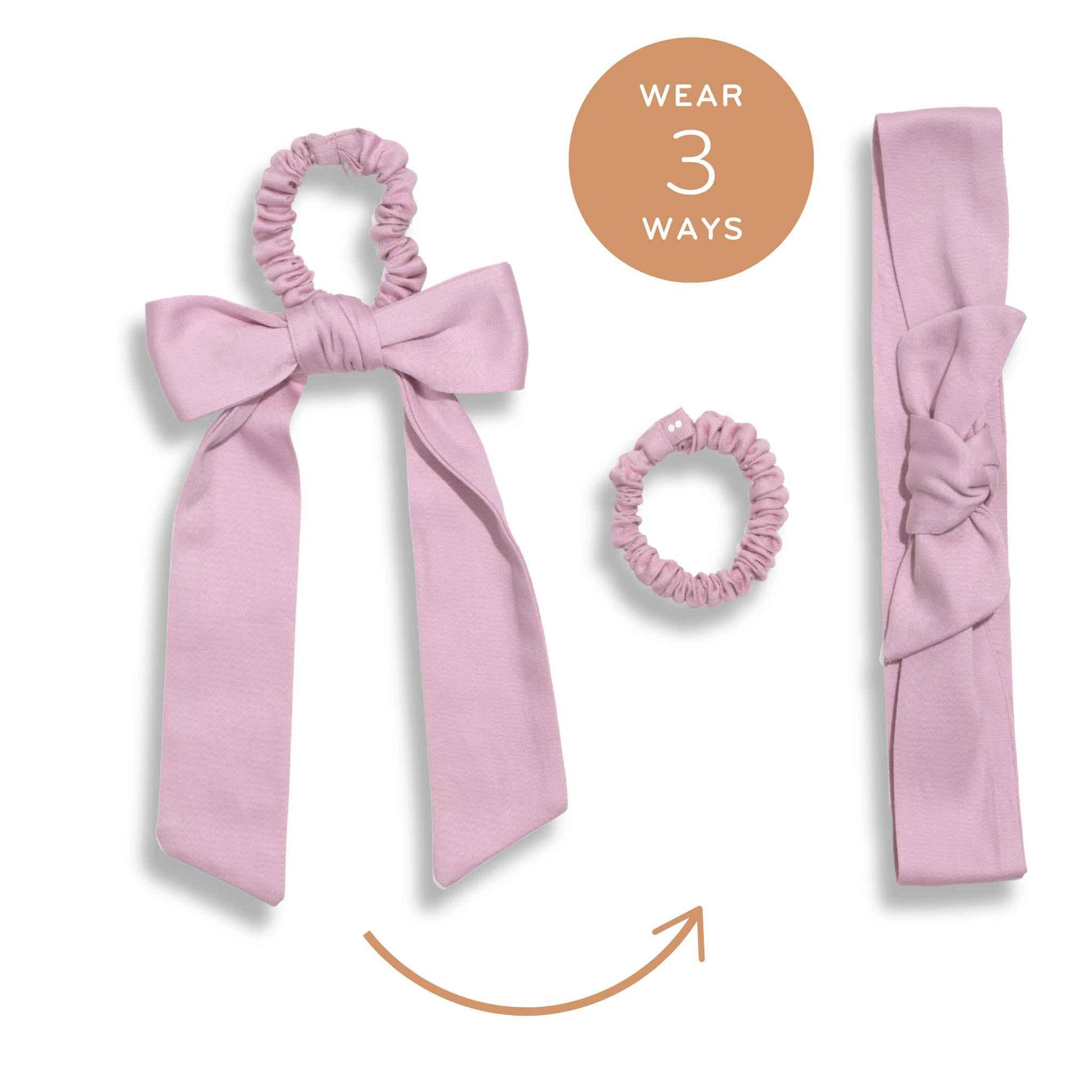 Multi - Use Organic Cotton Satin Bow Scrunchie – Violet Ice - REGN