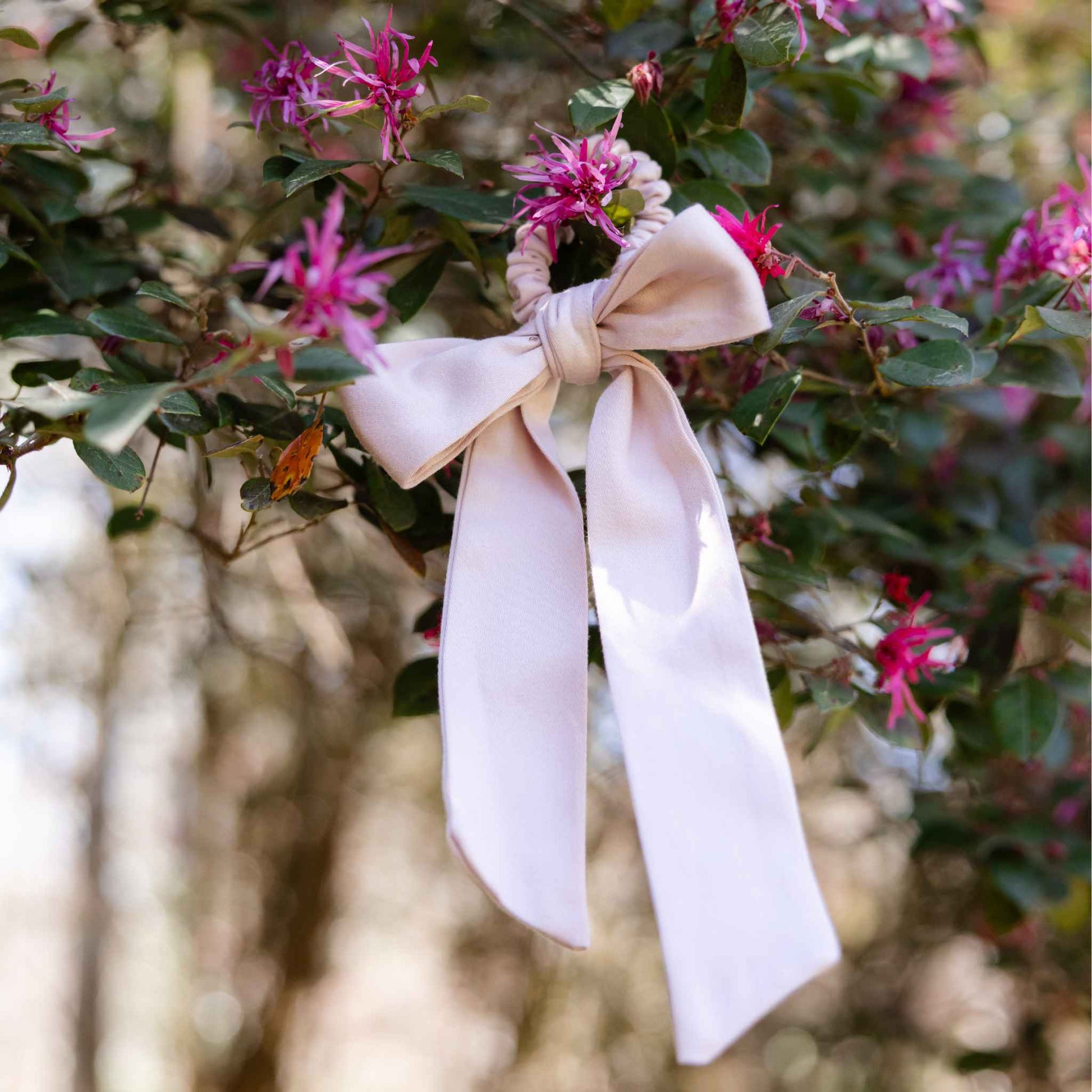 Multi - Use Organic Cotton Satin Bow Scrunchie – Violet Ice - REGN