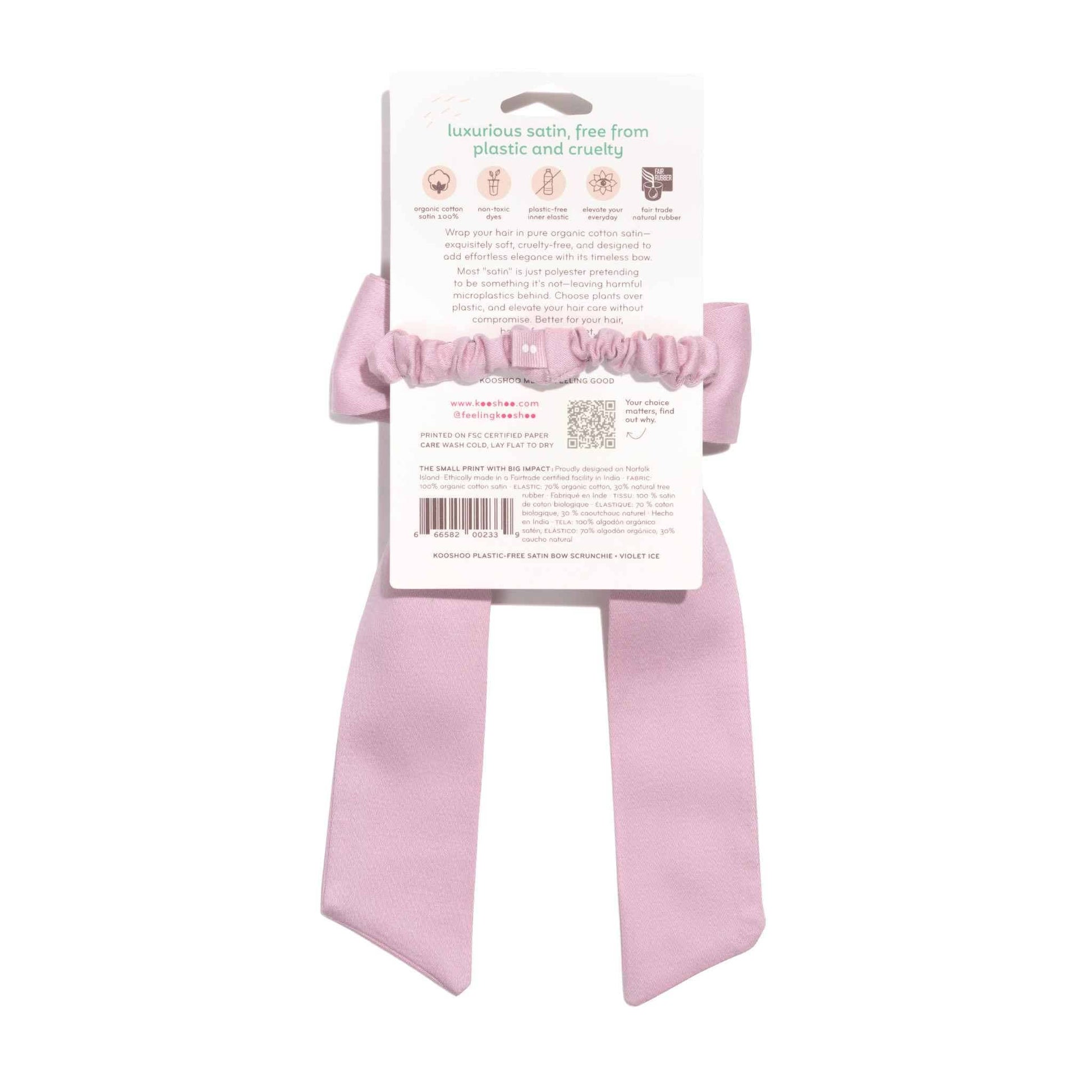 Multi - Use Organic Cotton Satin Bow Scrunchie – Violet Ice - REGN