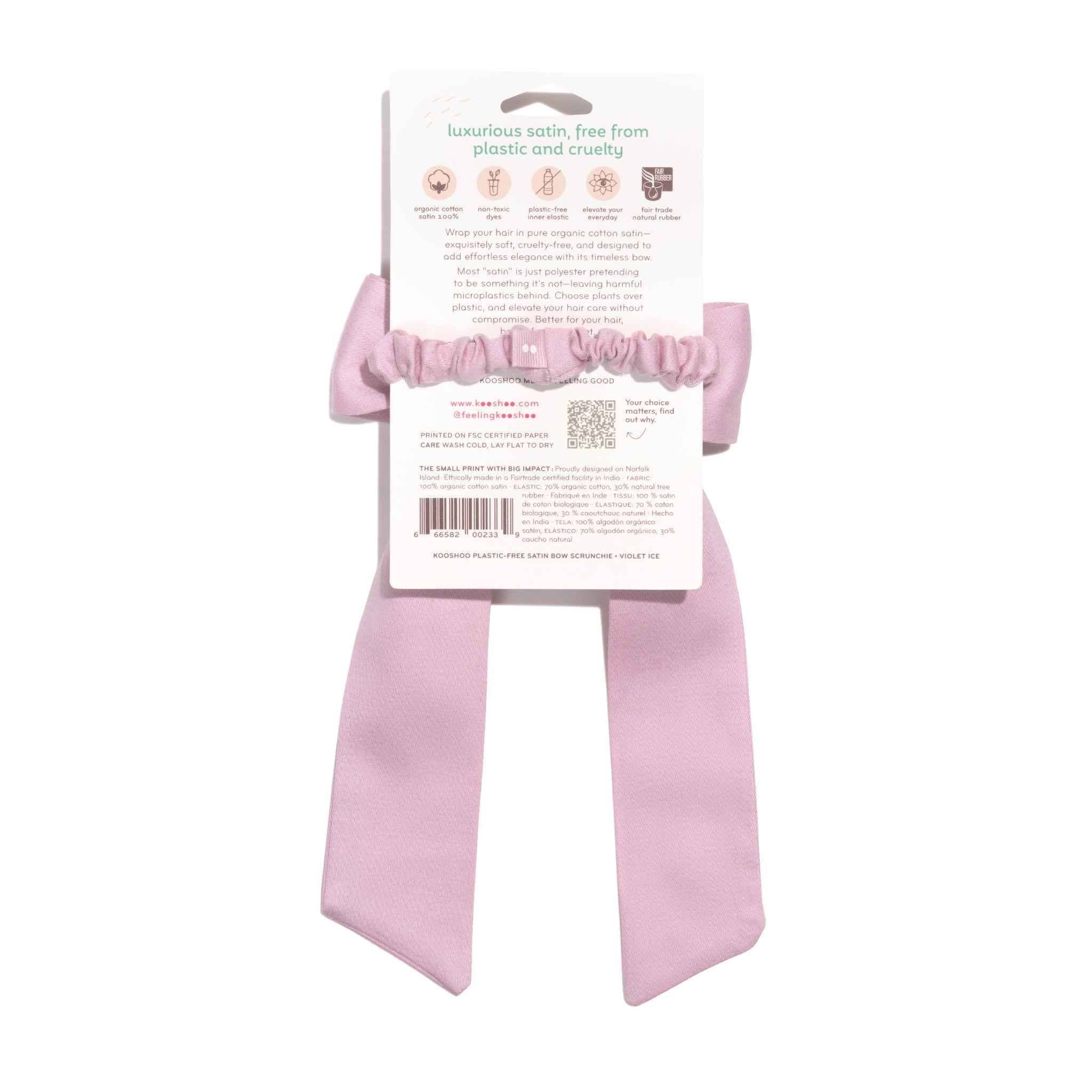 Multi - Use Organic Cotton Satin Bow Scrunchie – Violet Ice - REGN