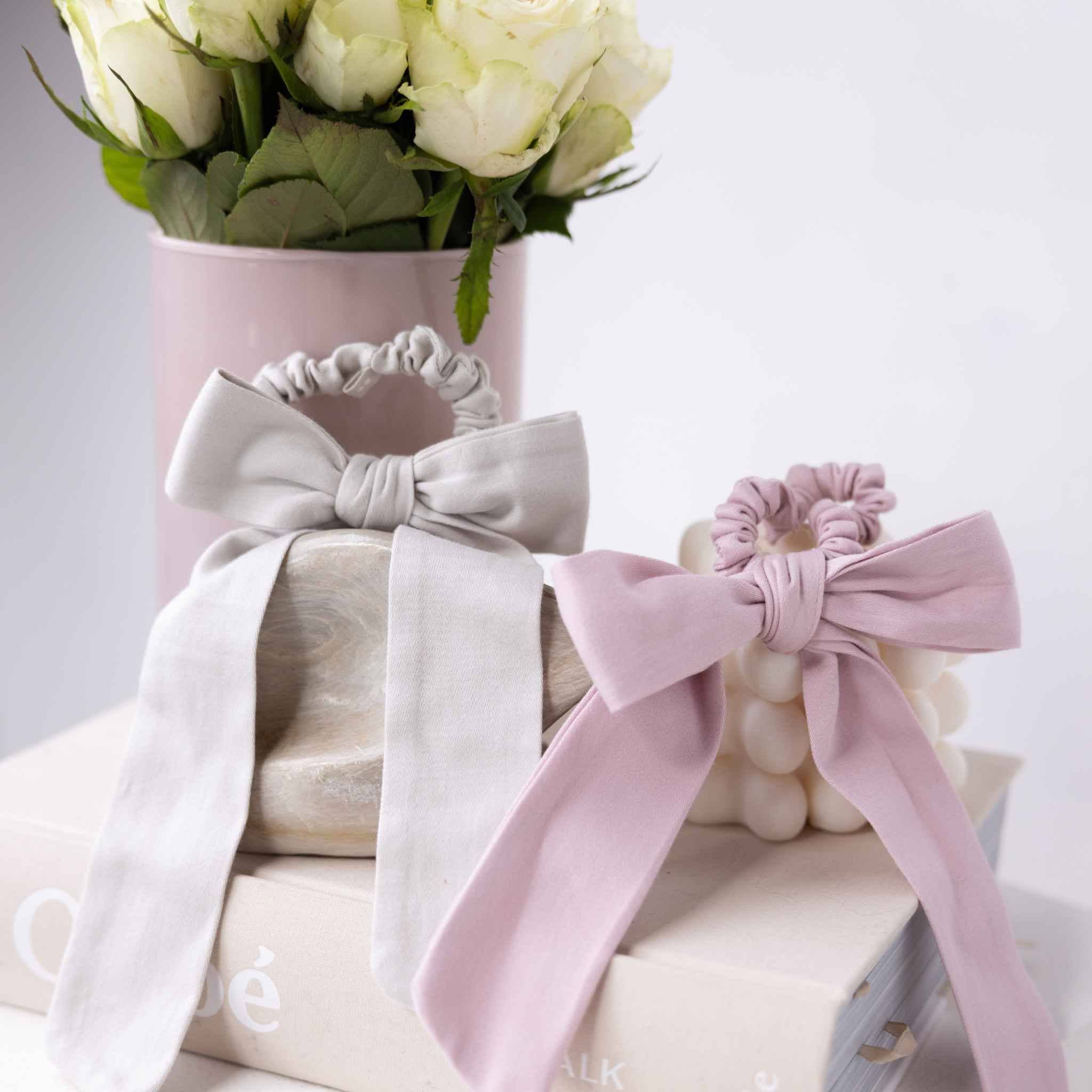 Multi - Use Satin Bow Scrunchie – Organic Cotton 3 - in - 1 - REGN