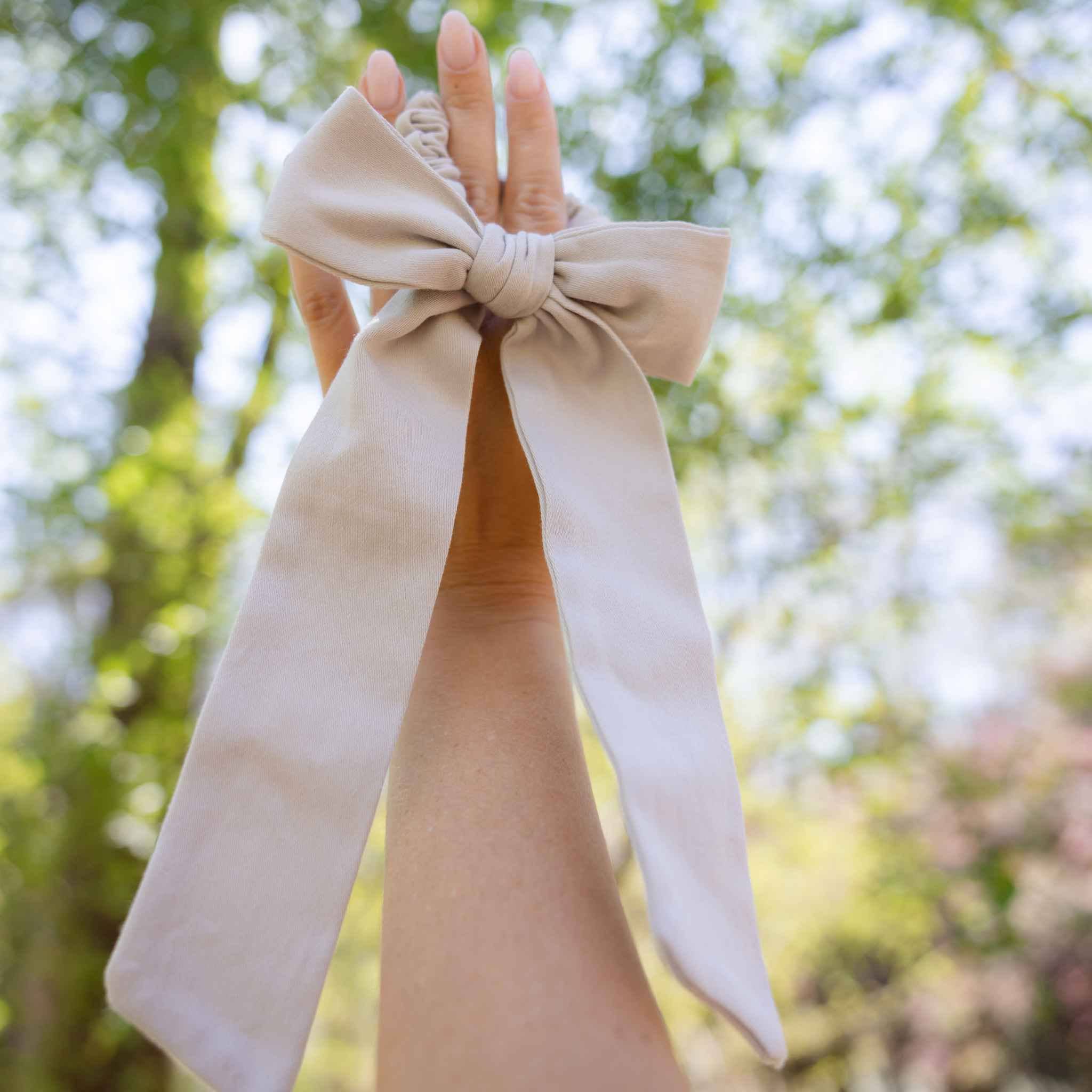 Multi - Use Satin Bow Scrunchie – Organic Cotton 3 - in - 1 - REGN