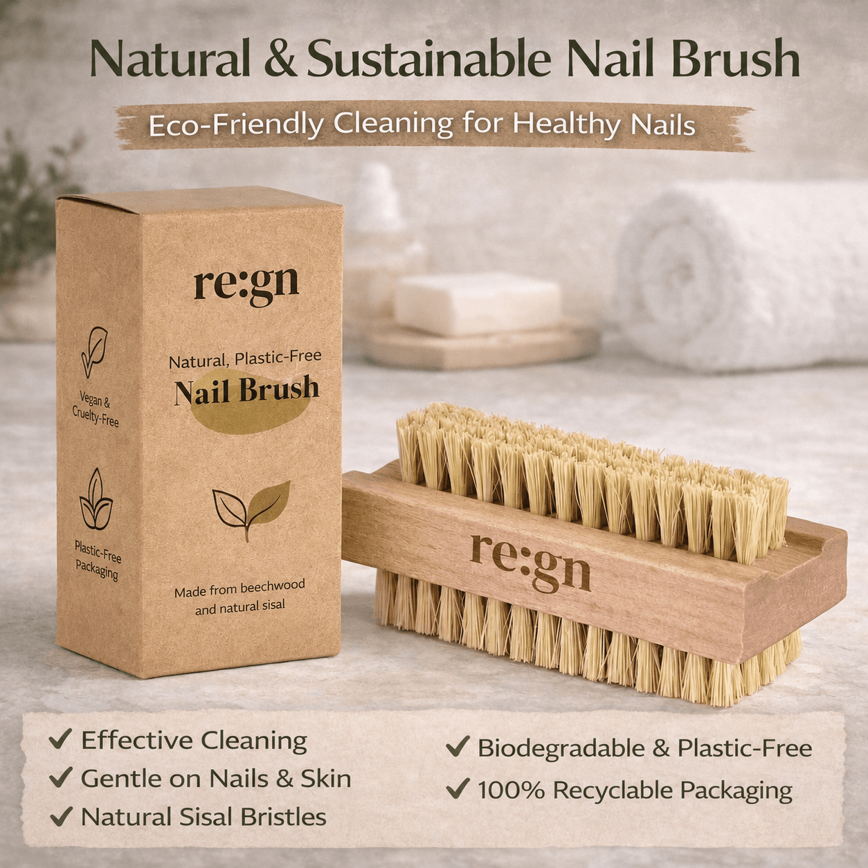 Natural Nail Brush | Beechwood - REGN