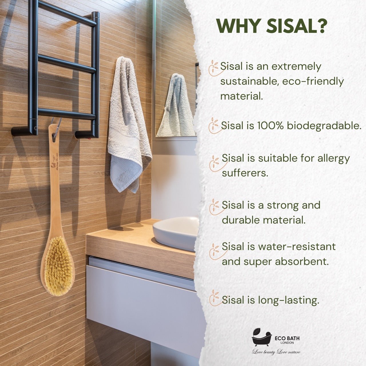 Natural Sisal or Bristle Body Brush for Dry Brushing and Showers - REGN