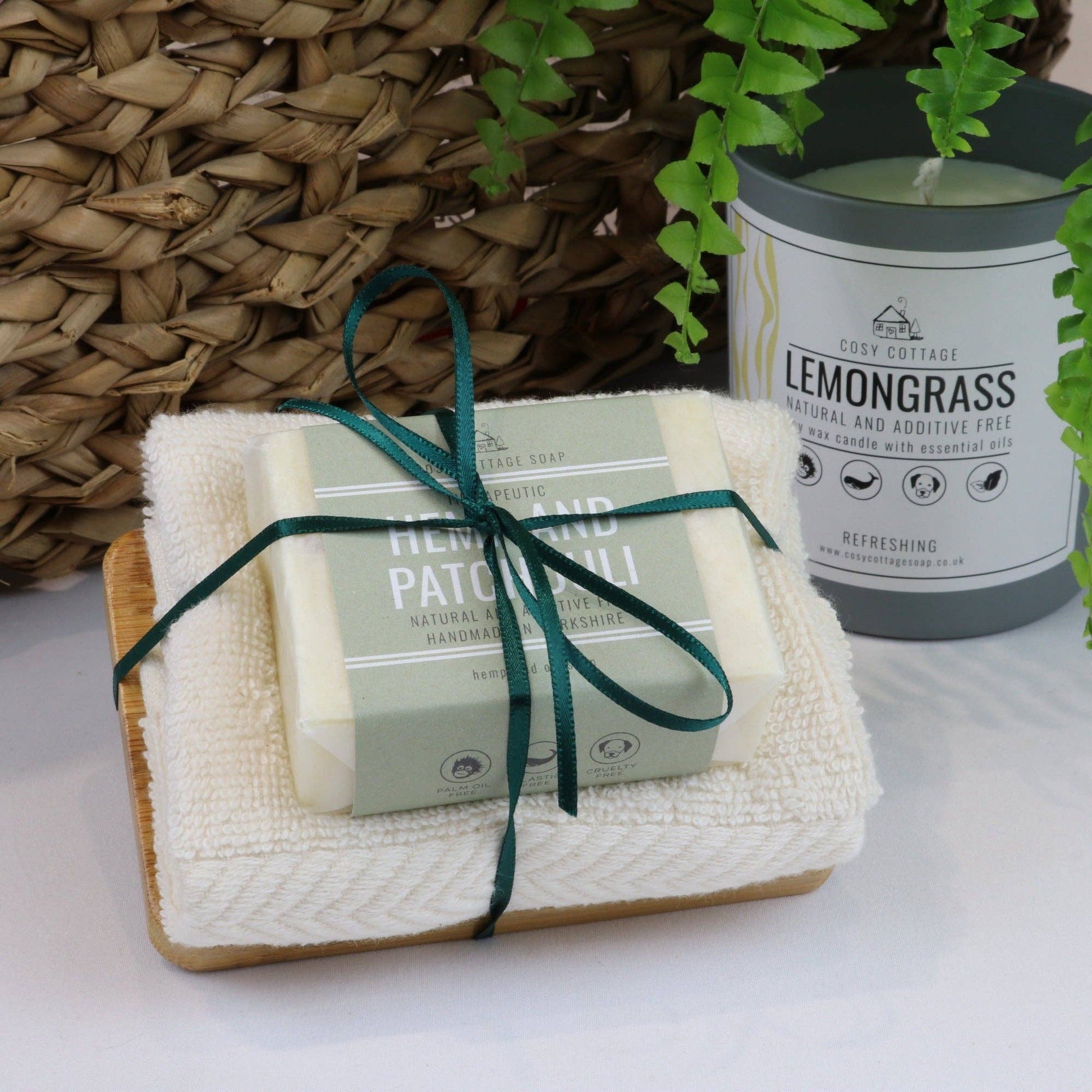 Natural Soap, Cotton Cloth & Bamboo Dish Gift Set – Handmade in Yorkshire - REGN
